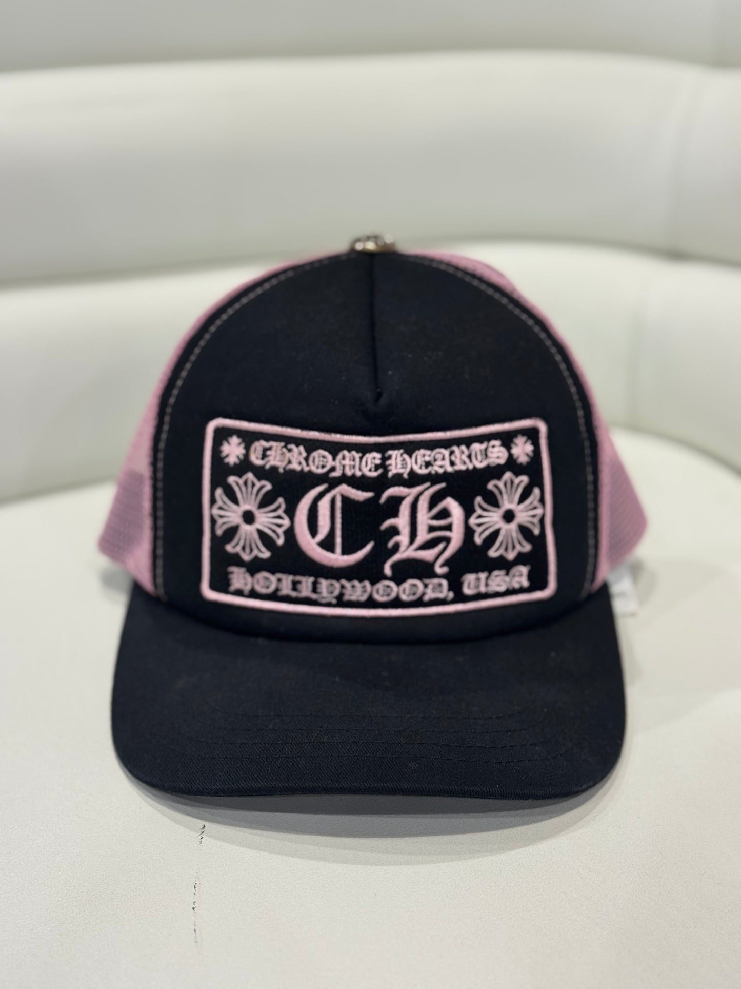 Chrome Hearts Pink Hollywood CH Trucker Hat