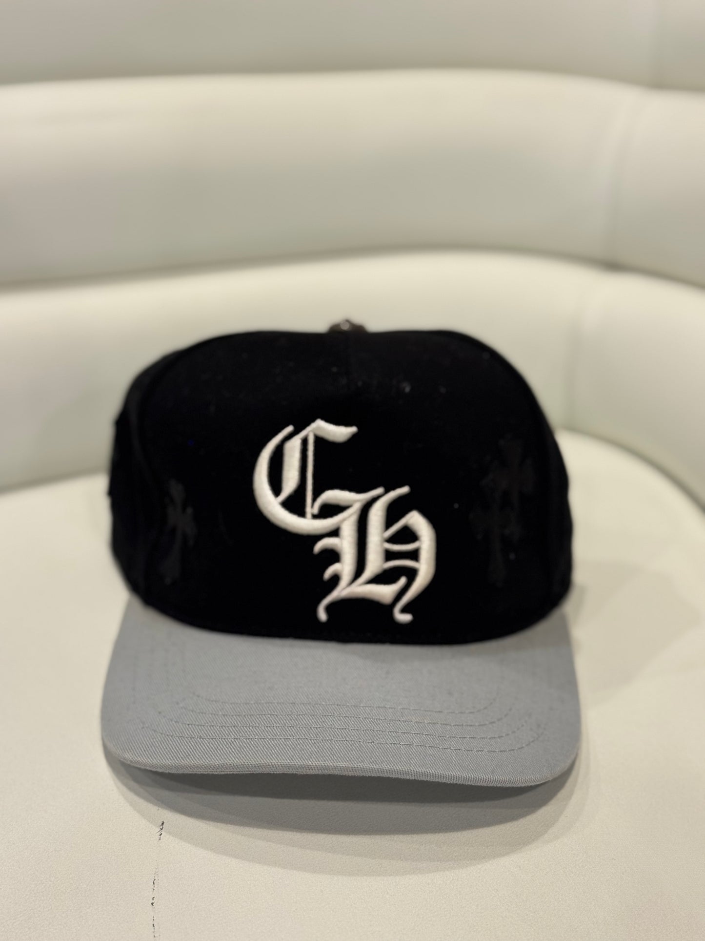Chrome Hearts Black/Grey CH Cross Patch Baseball Hat