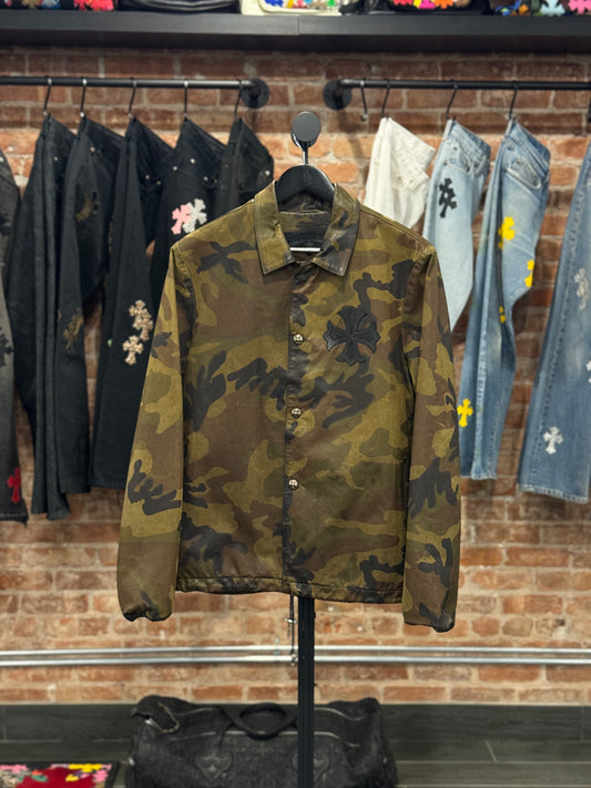 ($18,900) Chrome Hearts Plus Patch Eye Chart Camo Leather Jacket
