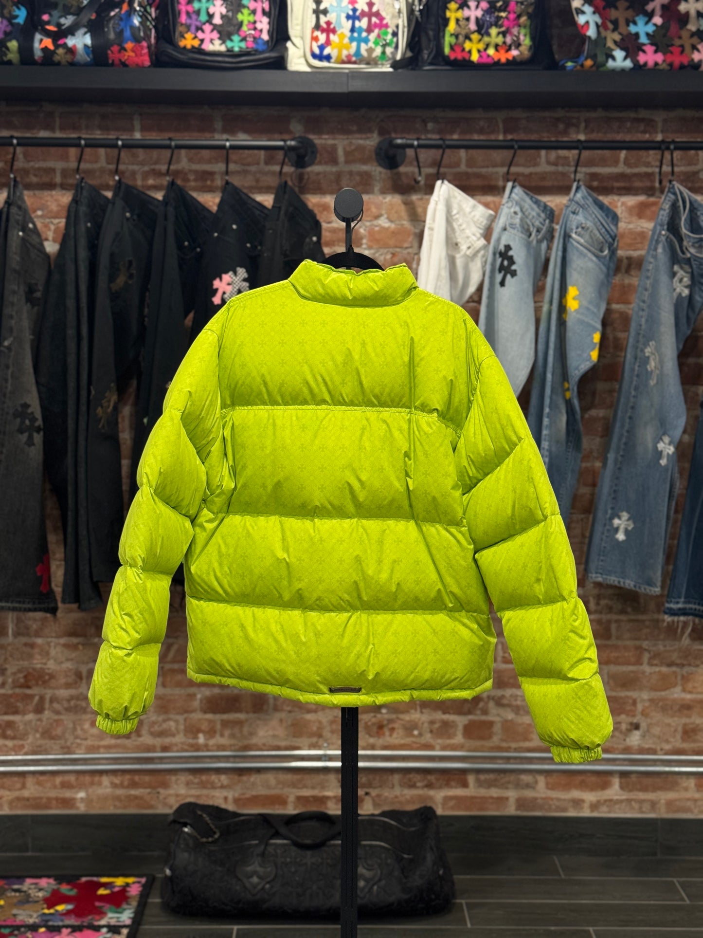 Chrome Hearts Slime Green Monogram Puffer Jacket