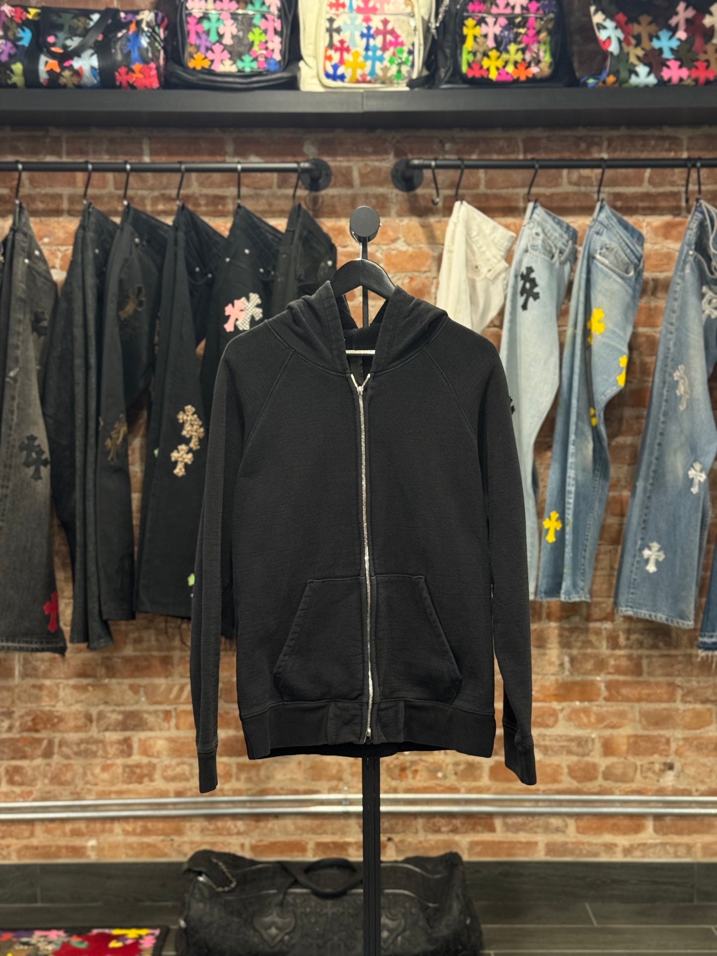 Chrome Hearts Triple Cross Embroidered Zip-Up (zipper missing)