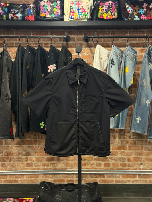 Chrome Hearts Leather Pocket Nylon Zip-Up Shirt