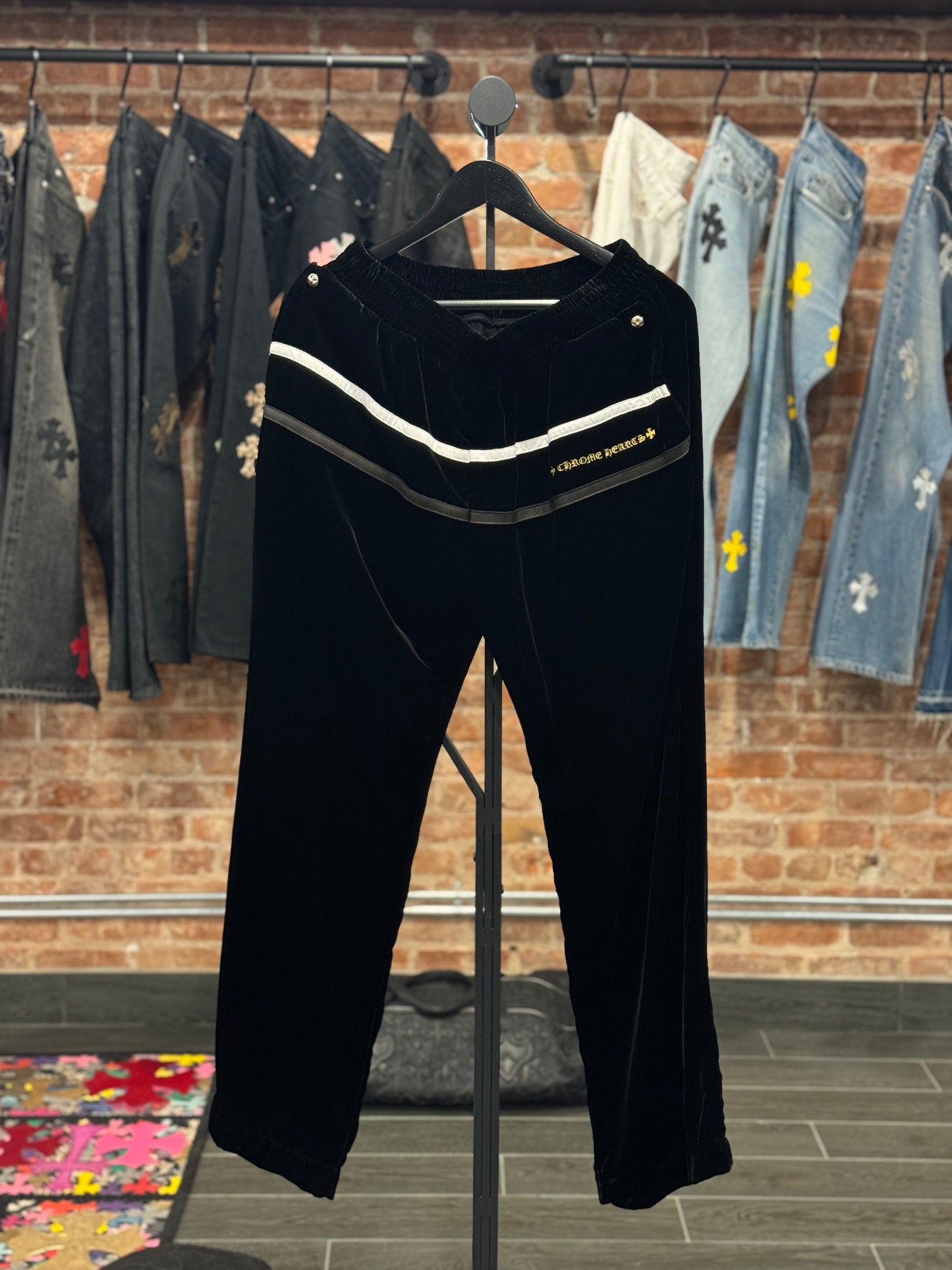 Chrome Hearts Velour Embroidered Track Pants