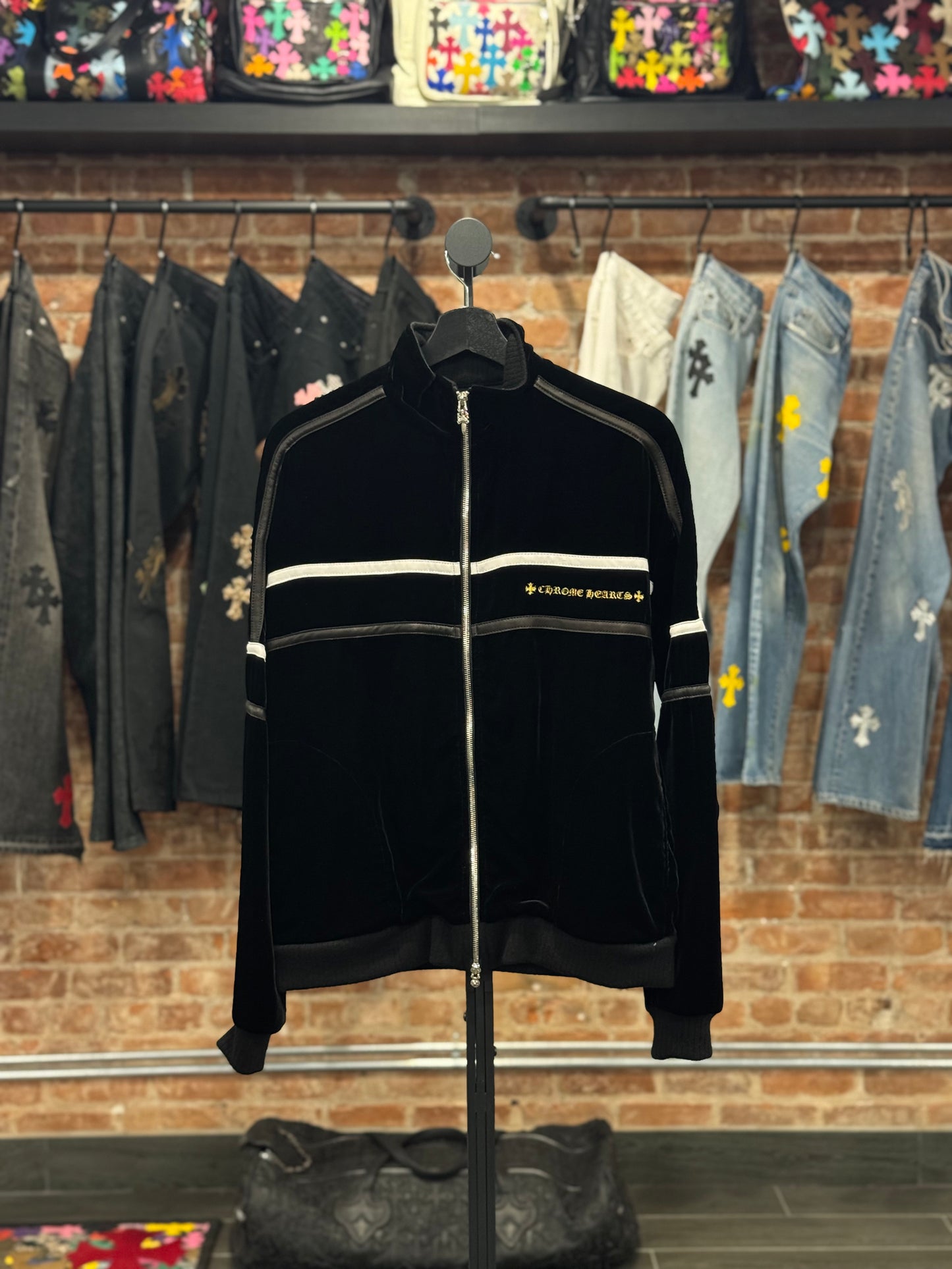 Chrome Hearts Velour Embroidered Track Jacket