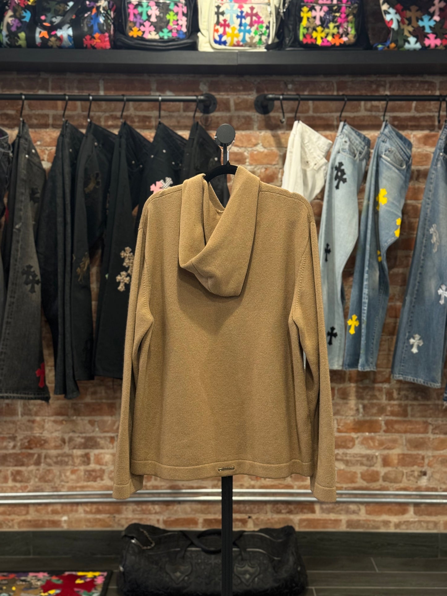 Chrome Hearts Triple Cross Patch Brown Cashmere Hoodie