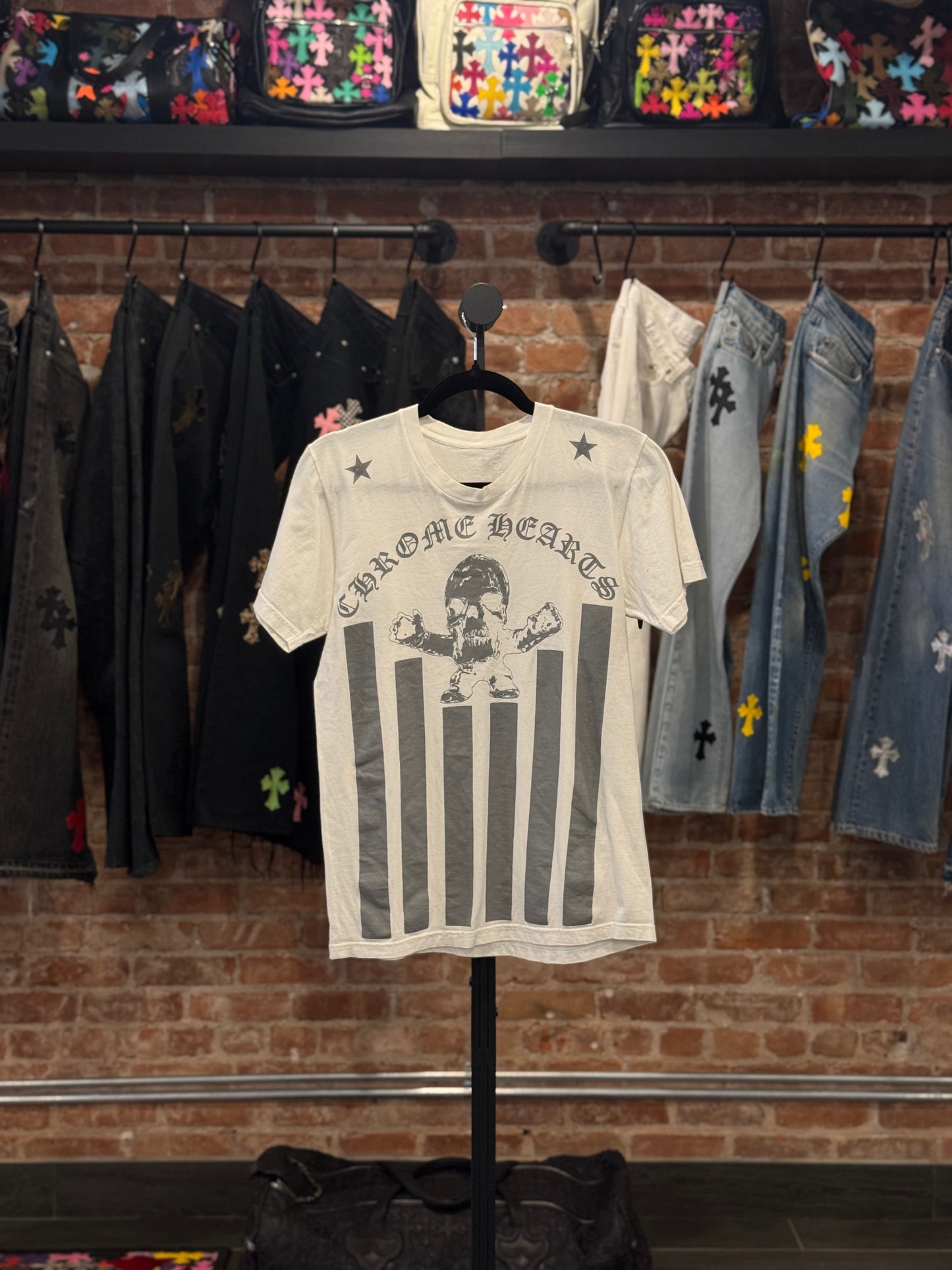 Vintage Chrome Hearts White Foti Flag T-shirt