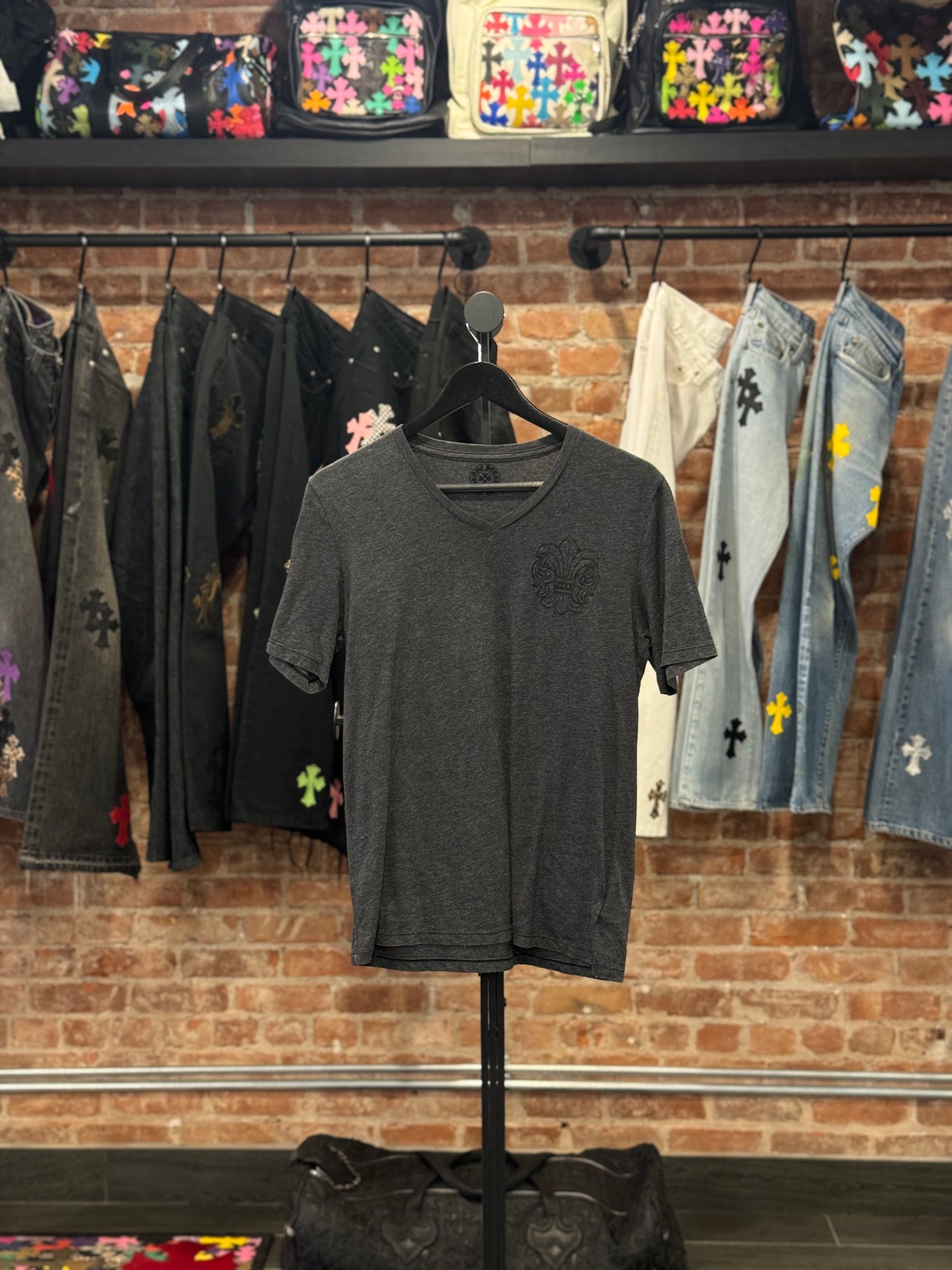 Vintage Chrome Hearts Grey Fleur Logo T-shirt