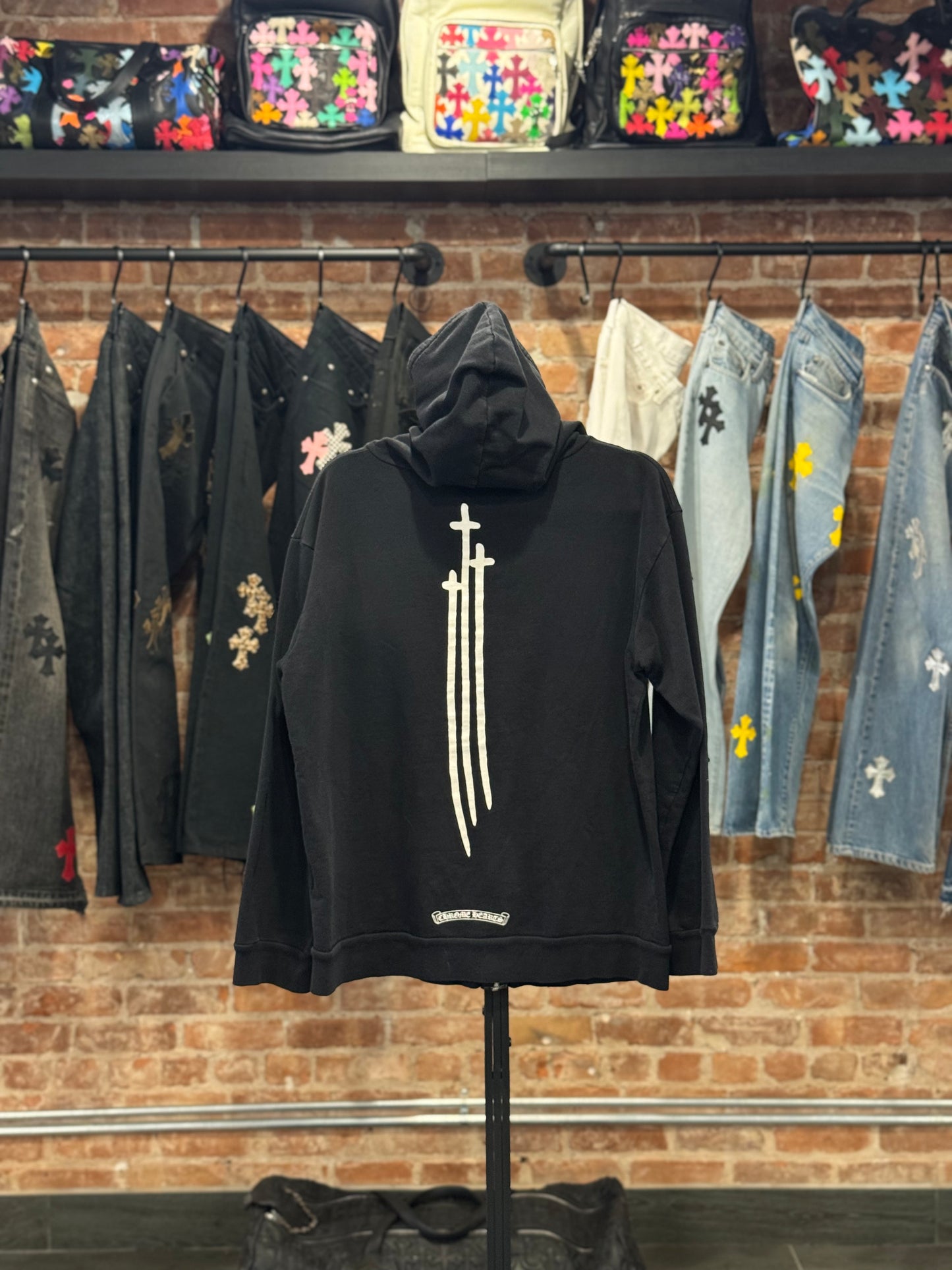 Vintage Chrome Hearts Vertical Logo Triple Cross Zip-Up