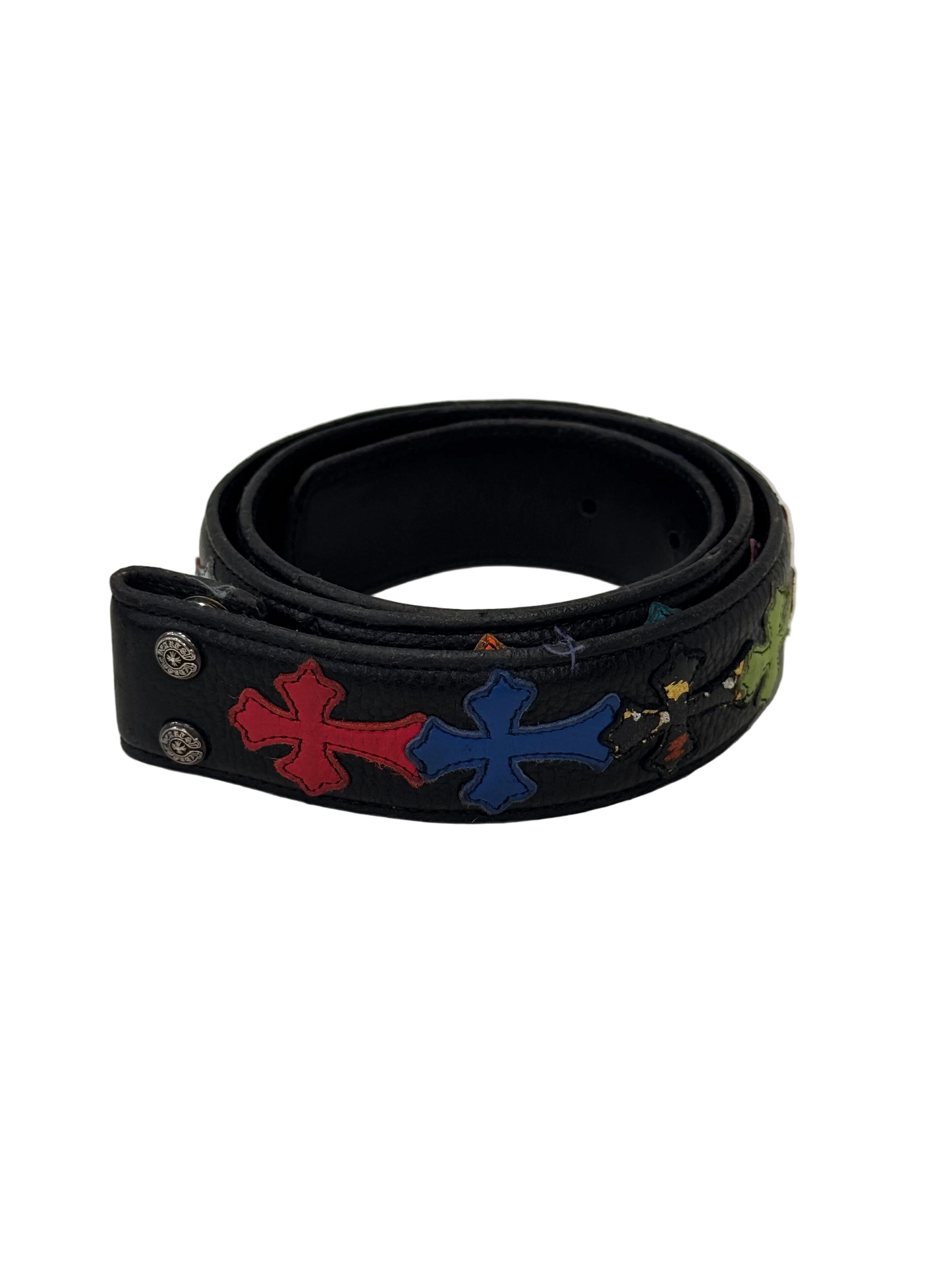 ($13,650) Chrome Hearts Multi Color Cross Patch Belt Strap