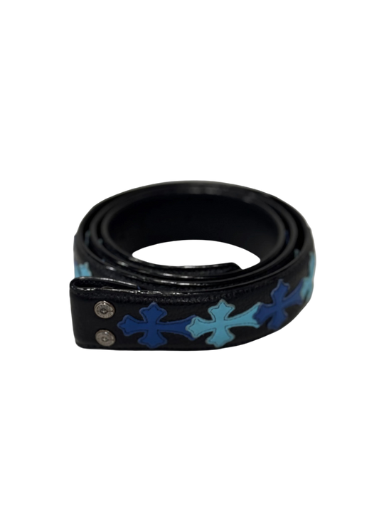 ($26,250) Chrome Hearts Blue Cross Patch Belt Strap
