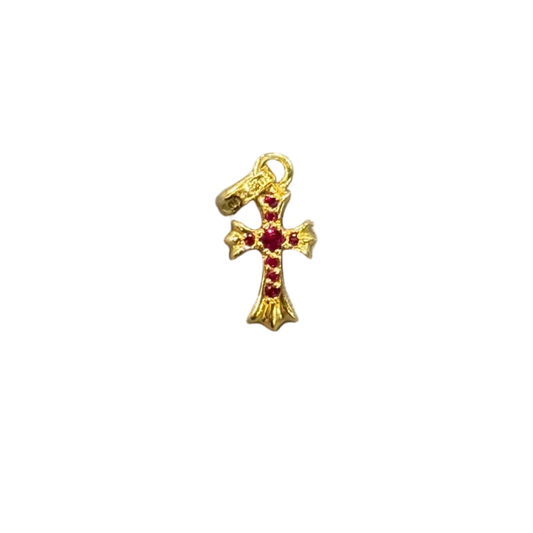 Chrome Hearts Ruby Baby Fat Gold Pendant