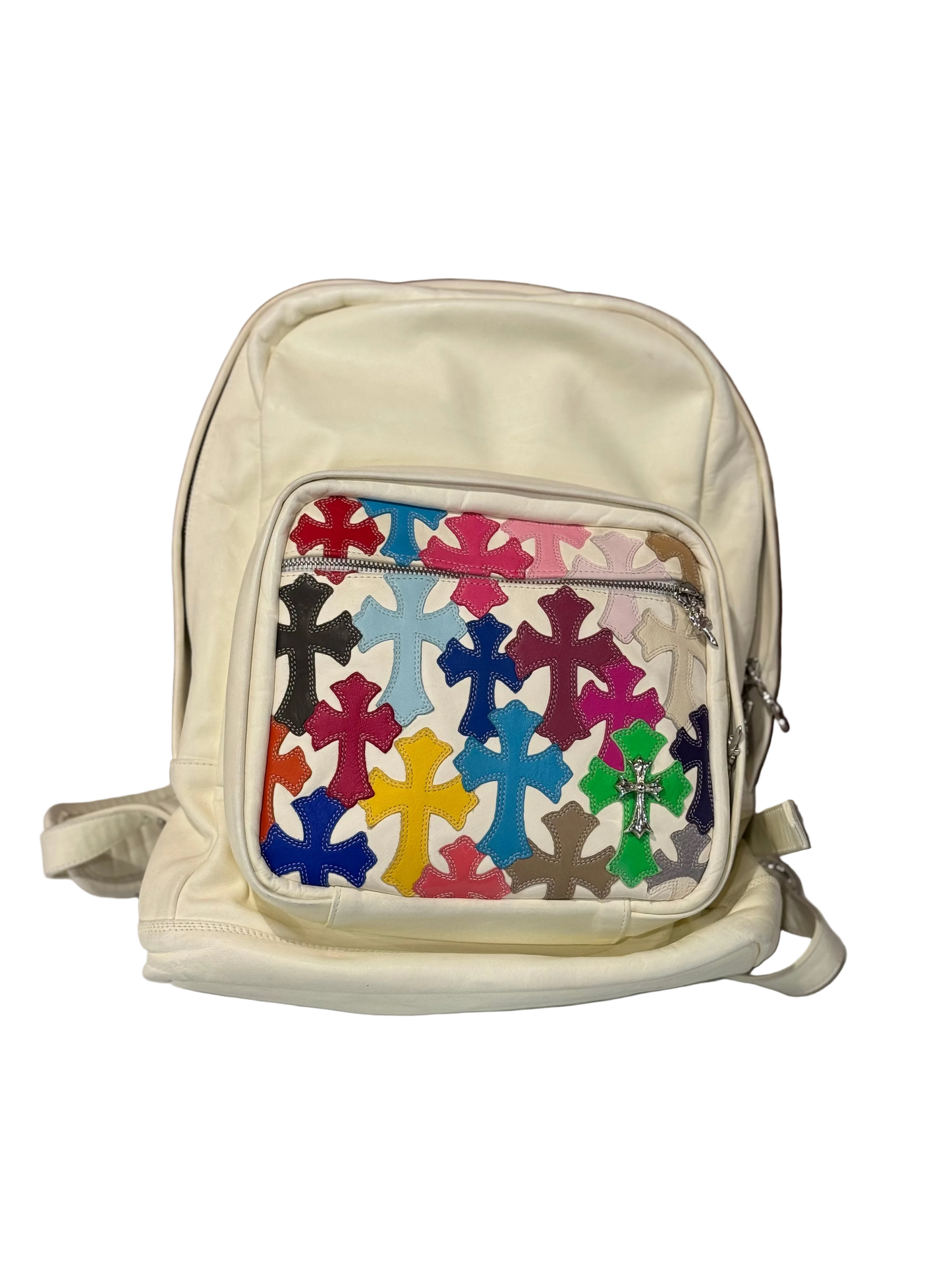 ($44,100) Chrome Hearts White Multi Color Cross Patch Backpack