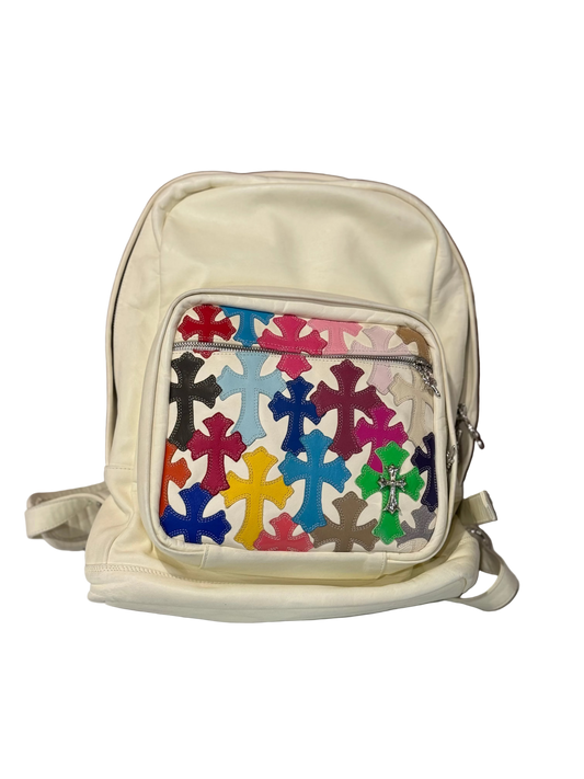 ($44,100) Chrome Hearts White Multi Color Cross Patch Backpack