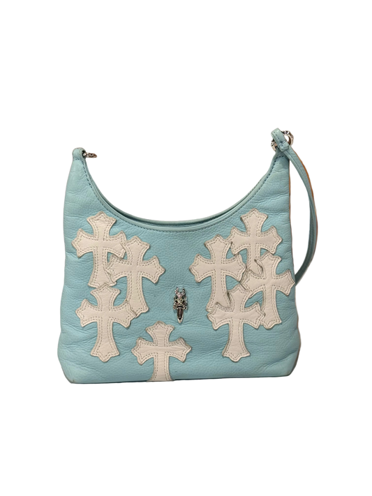 ($14,175) Chrome Hearts White Patch Blue Viv Bag