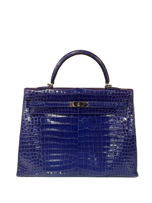 ($68,250) Hermes Crocodile Bleu Electrique Kelly 35