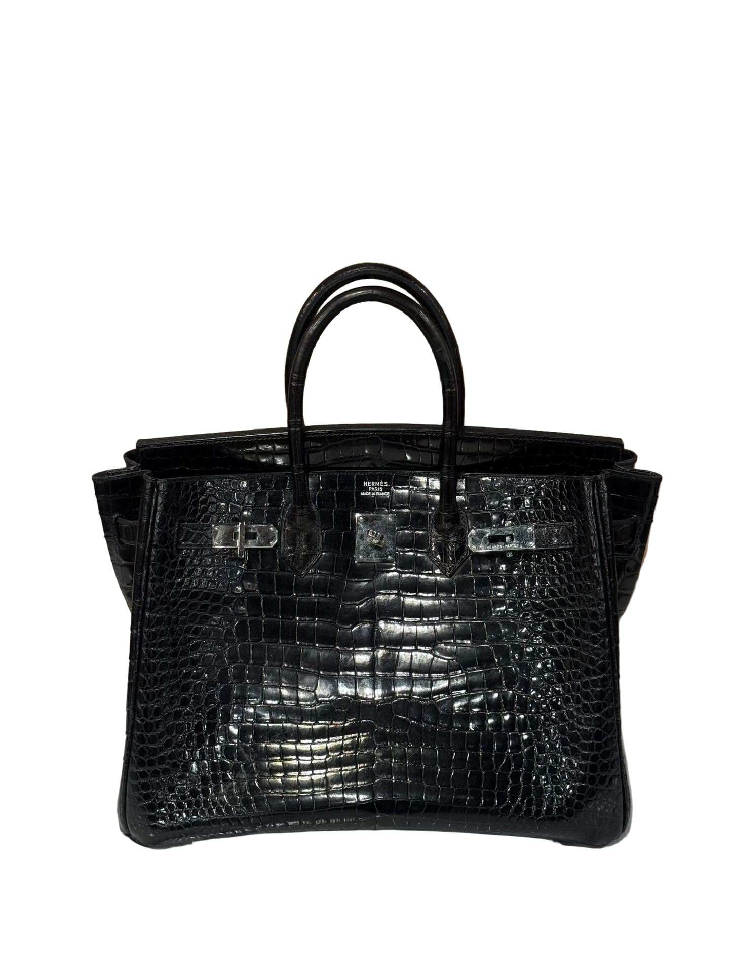 ($42,000) Hermes Shiny Crocodile Black Birkin 35