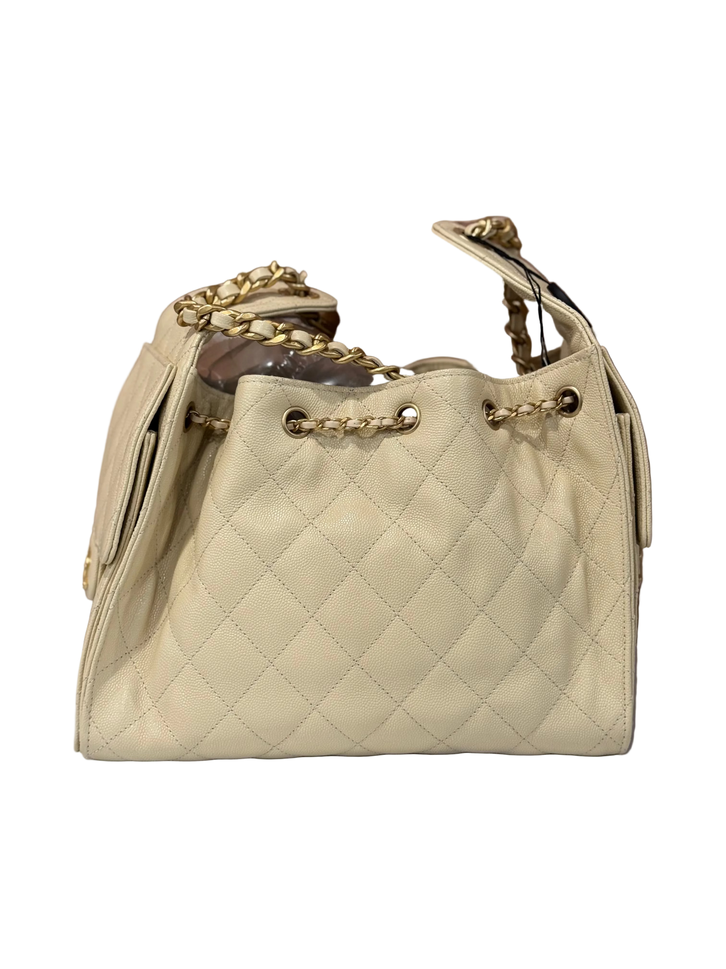 Chanel 25 Caviar Quilted Light Beige