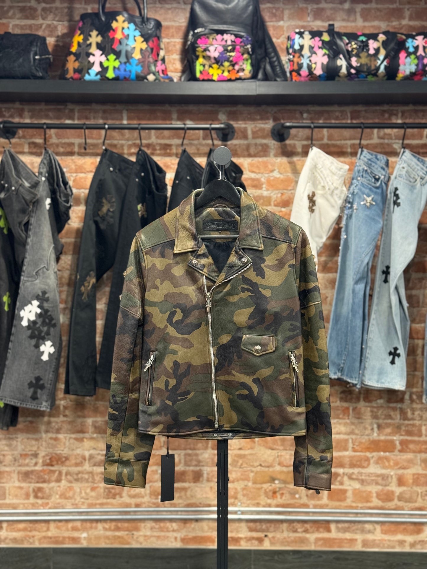 ($23,100) Chrome Hearts Camo Double Rider Leather Jacket