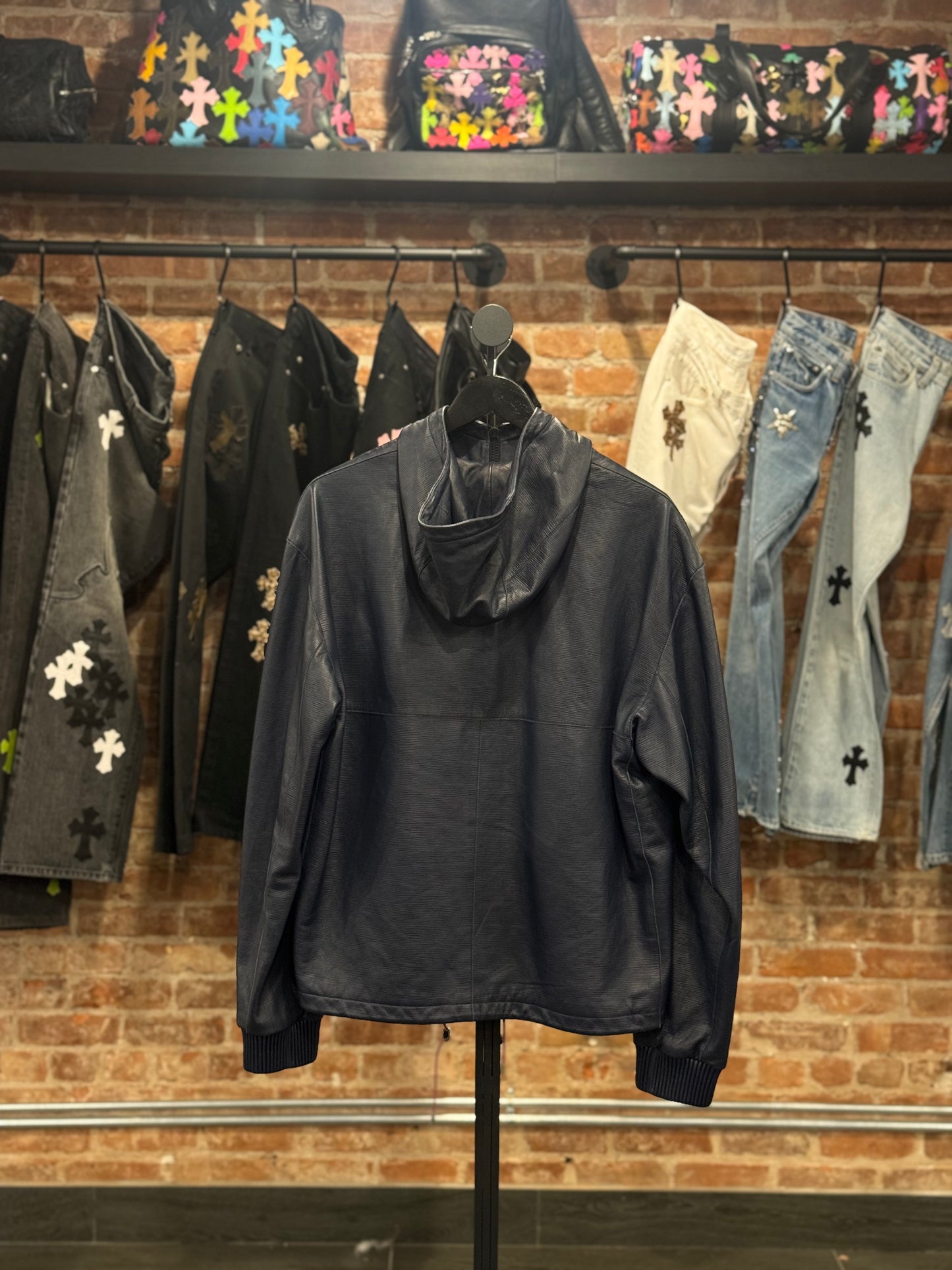Louis Vuitton Navy Leather Jacket