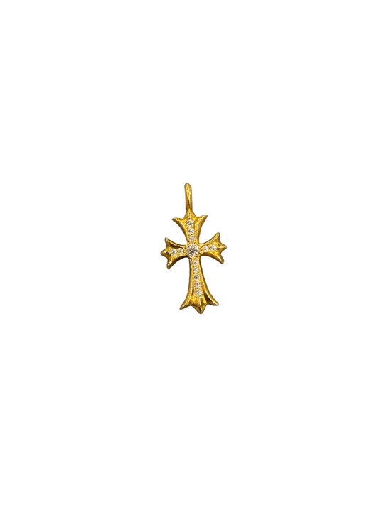 ($14,700) Chrome Hearts Tiny Fat Gold Diamond Pendant