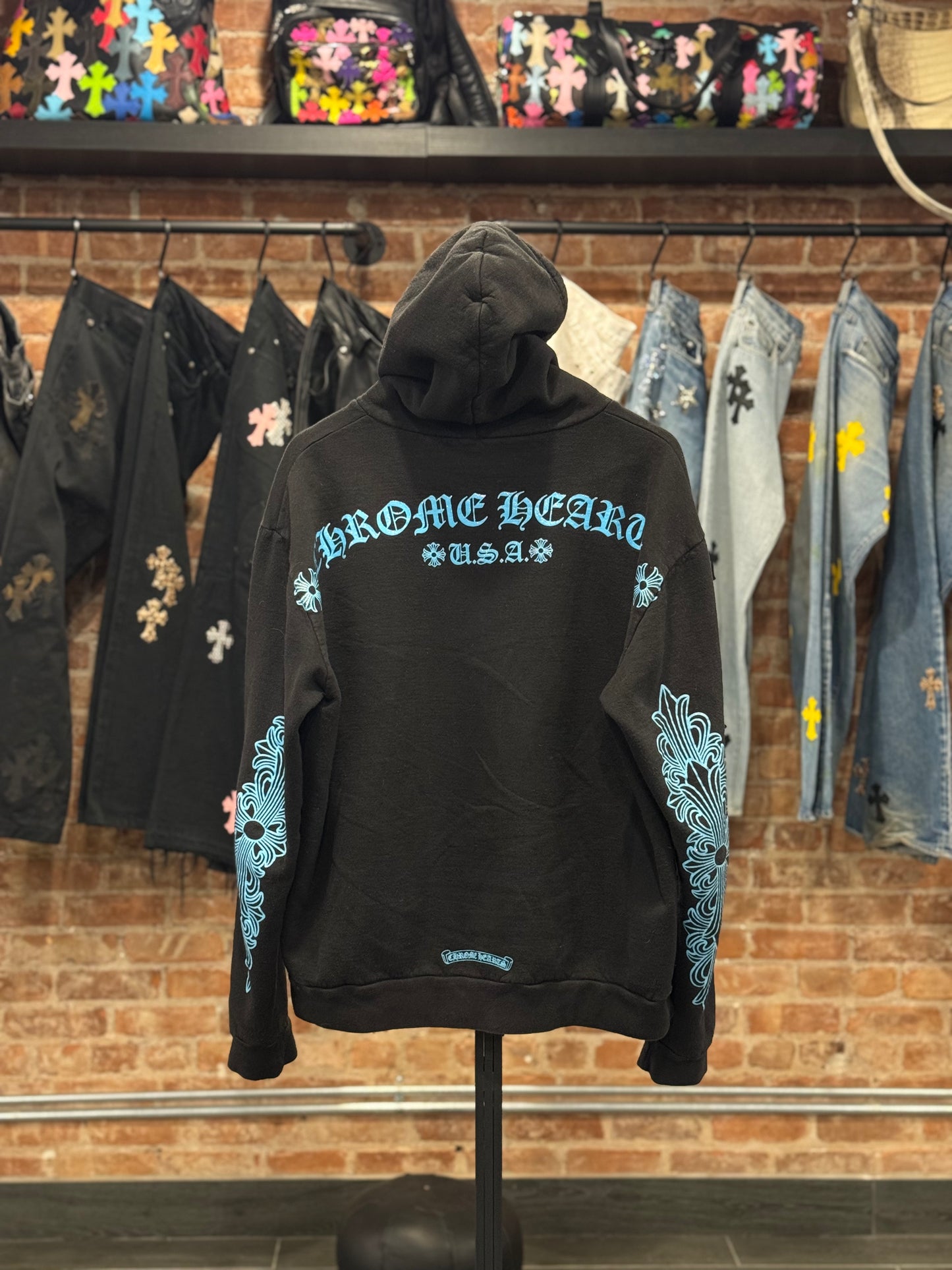Chrome Hearts Blue Glitter Friends & Family Hoodie