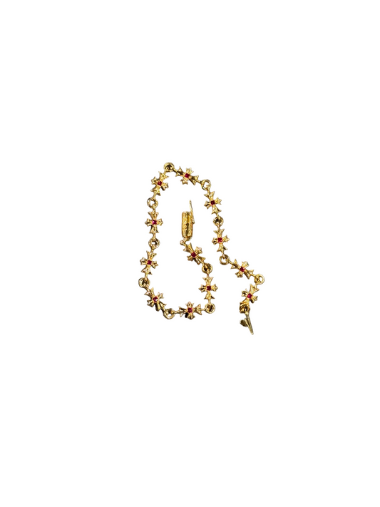 ($16,800) Chrome Hearts Tiny E Gold & Ruby Bracelet