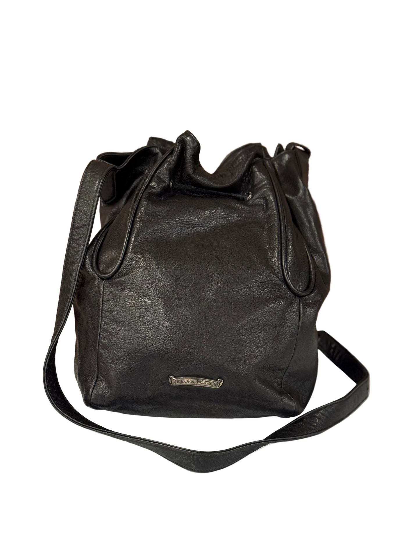 Chrome Hearts Silver Cross Drawstring Bag