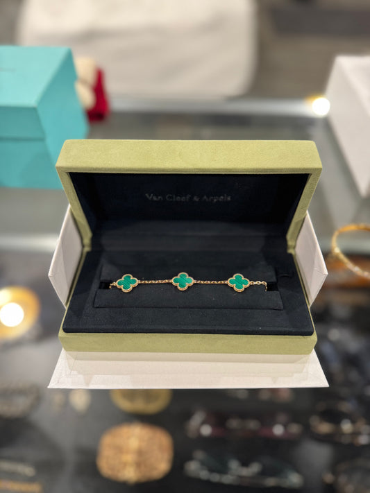 Van Cleef Blue Malachite & Gold Alhambra Bracelet