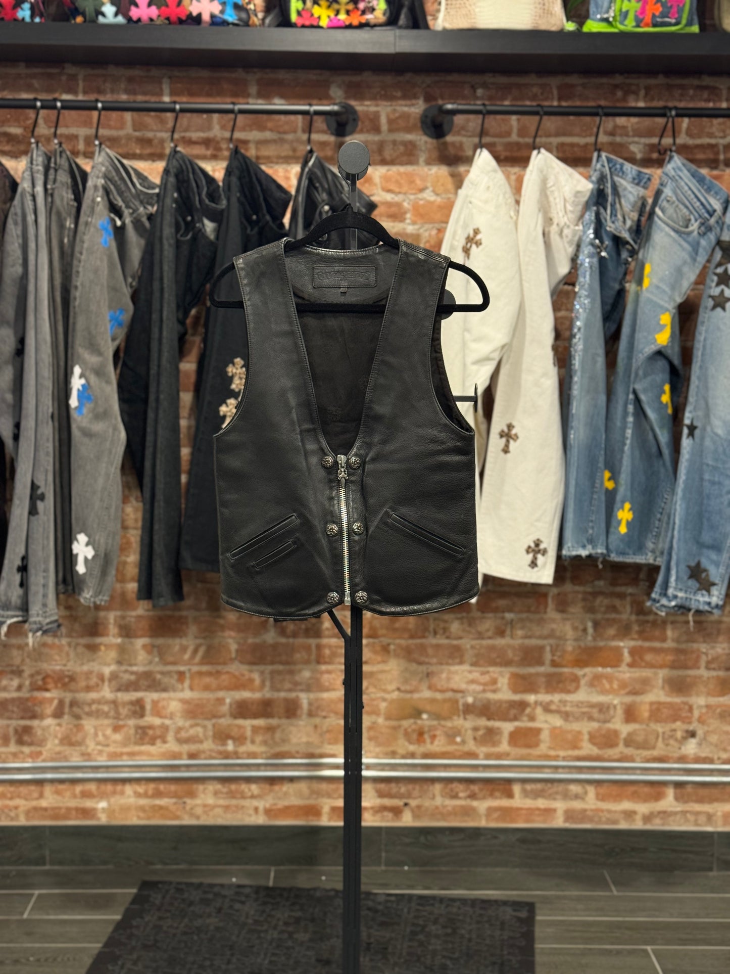 Chrome Hearts Cross Patch Leather Vest