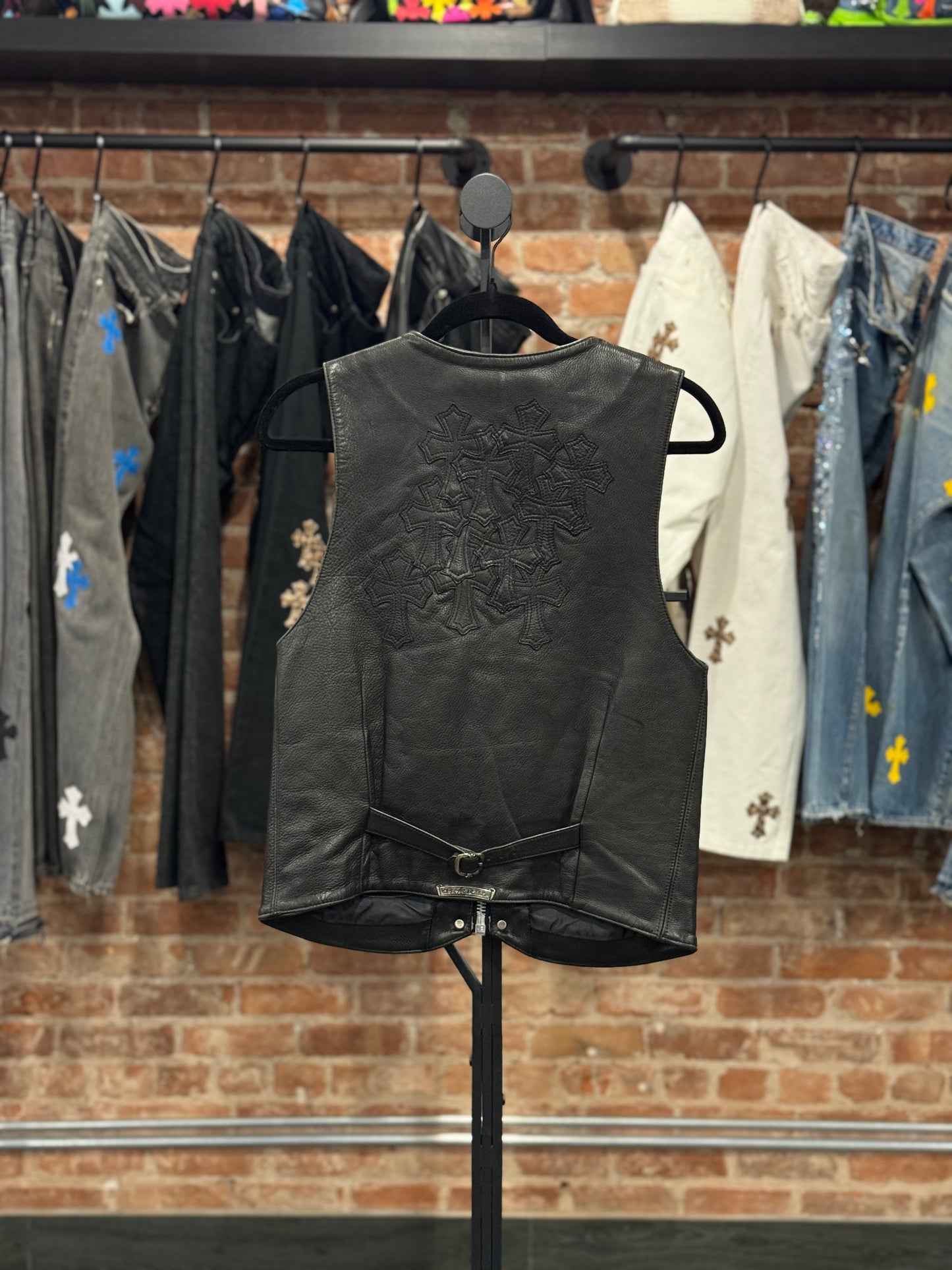 Chrome Hearts Cross Patch Leather Vest