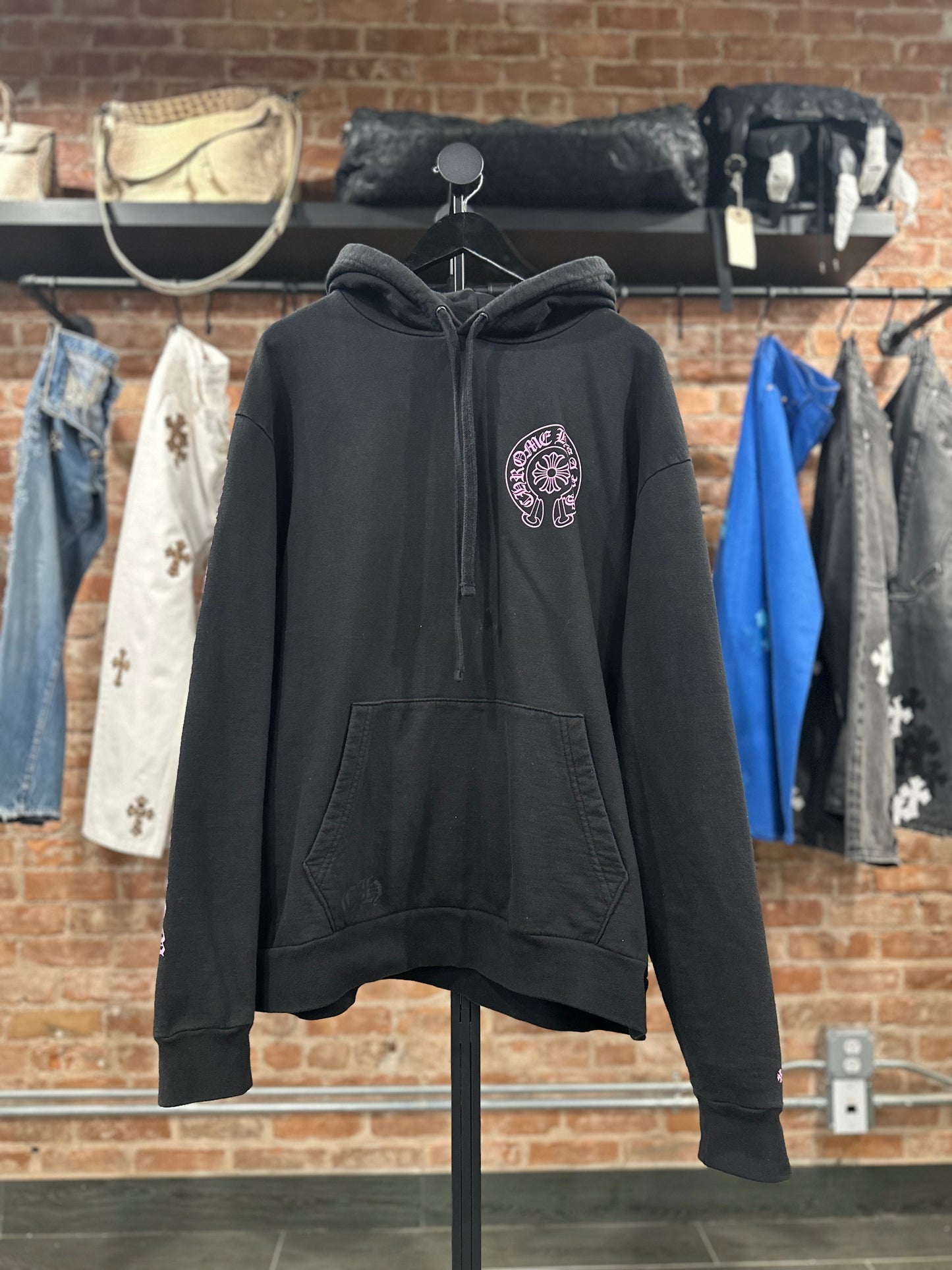 Chrome Hearts Pink Floral Horseshoe Hoodie (Web Exclusive) Black/Pink - Size Large