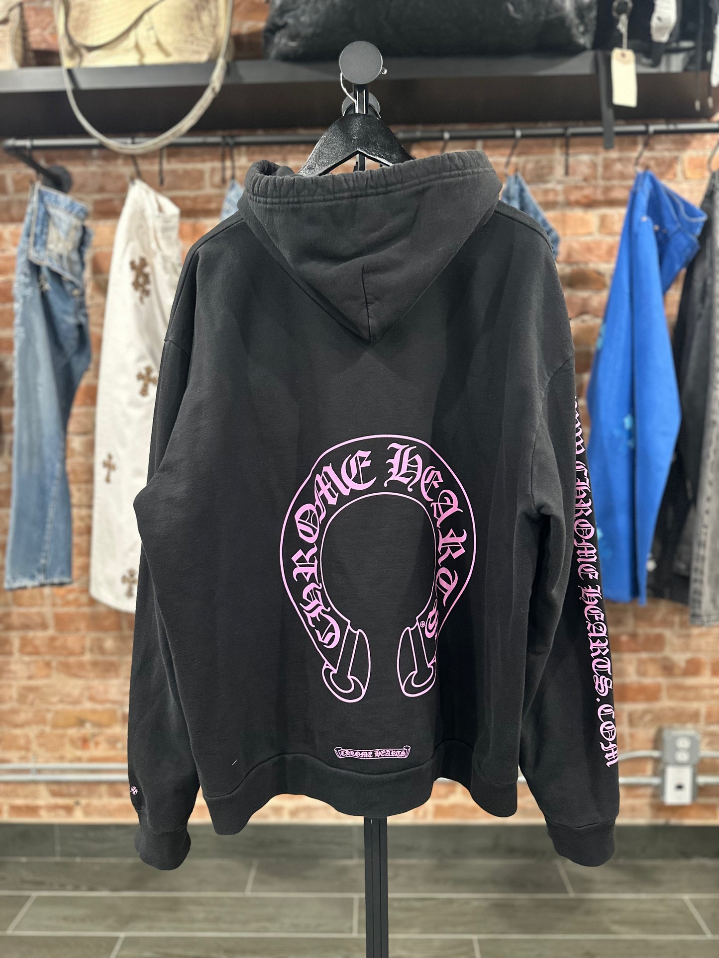 Chrome Hearts Pink Floral Horseshoe Hoodie (Web Exclusive) Black/Pink - Size Large