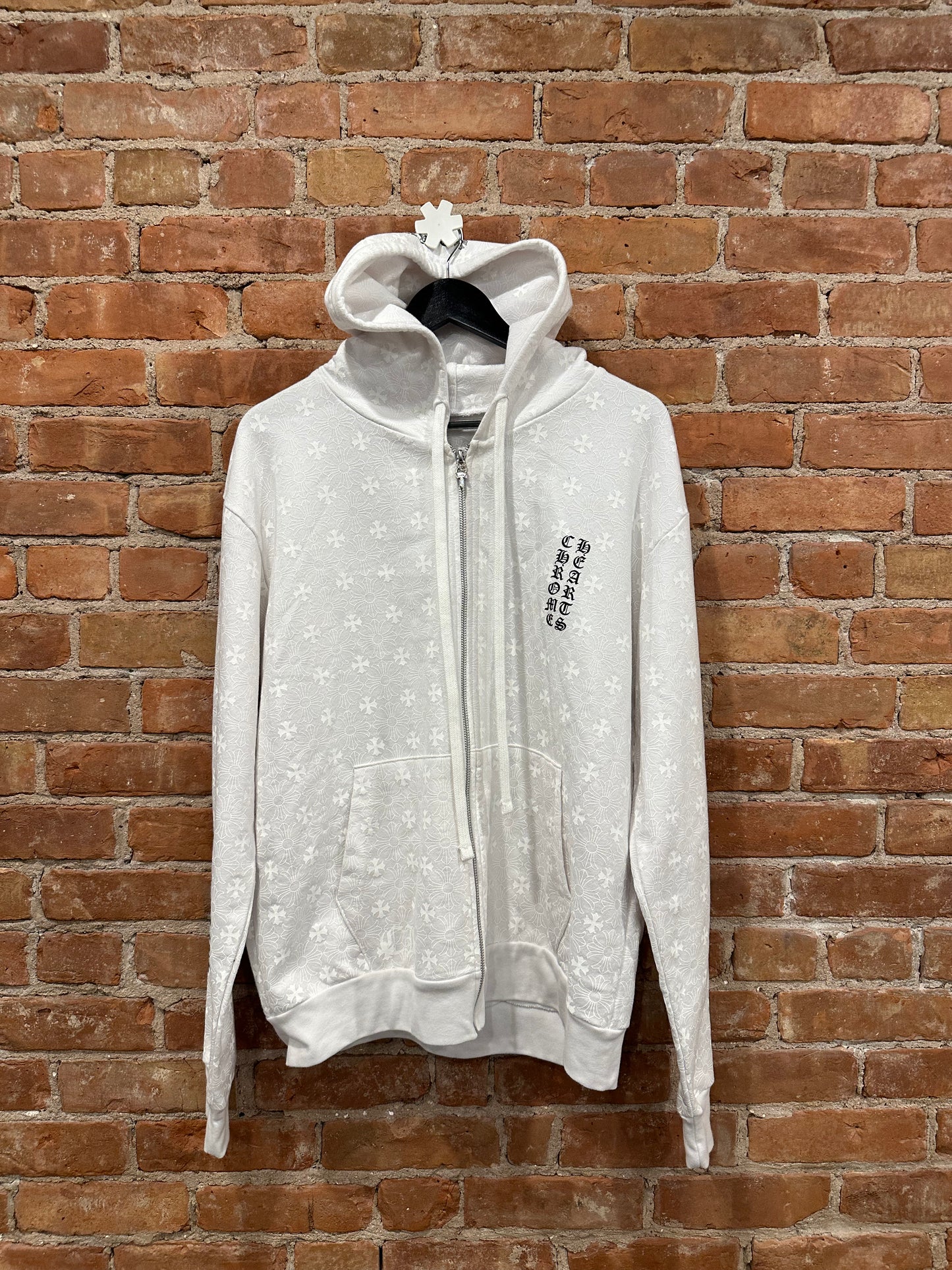 Chrome Hearts White Monogram Cross Horseshoe Zip-Up Hoodie M - Front