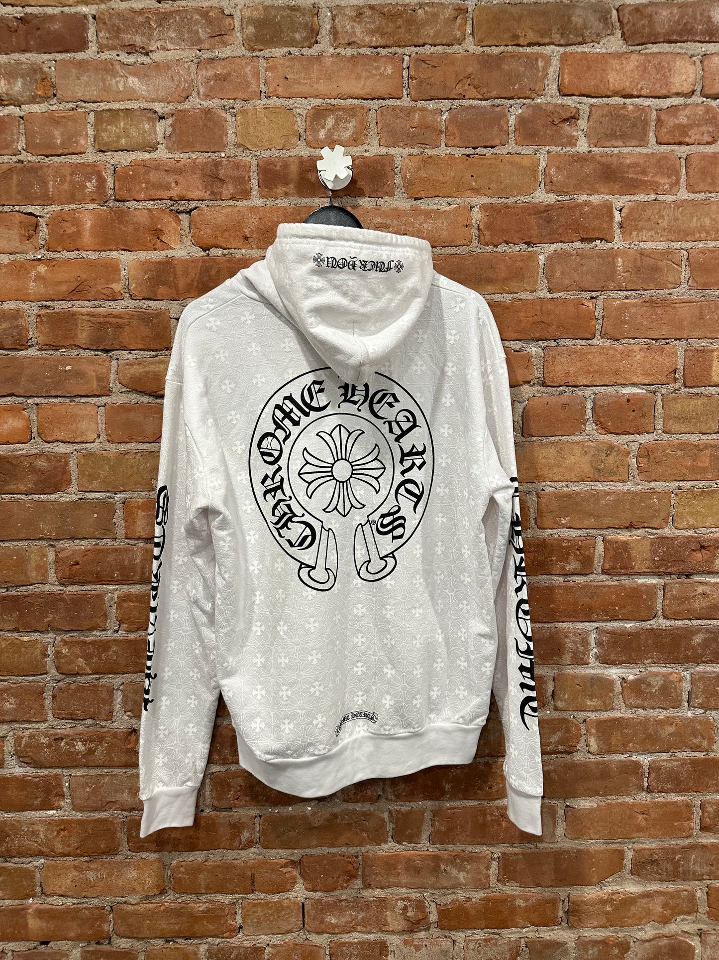Chrome Hearts White Monogram Cross Horseshoe Zip-Up Hoodie M - Back