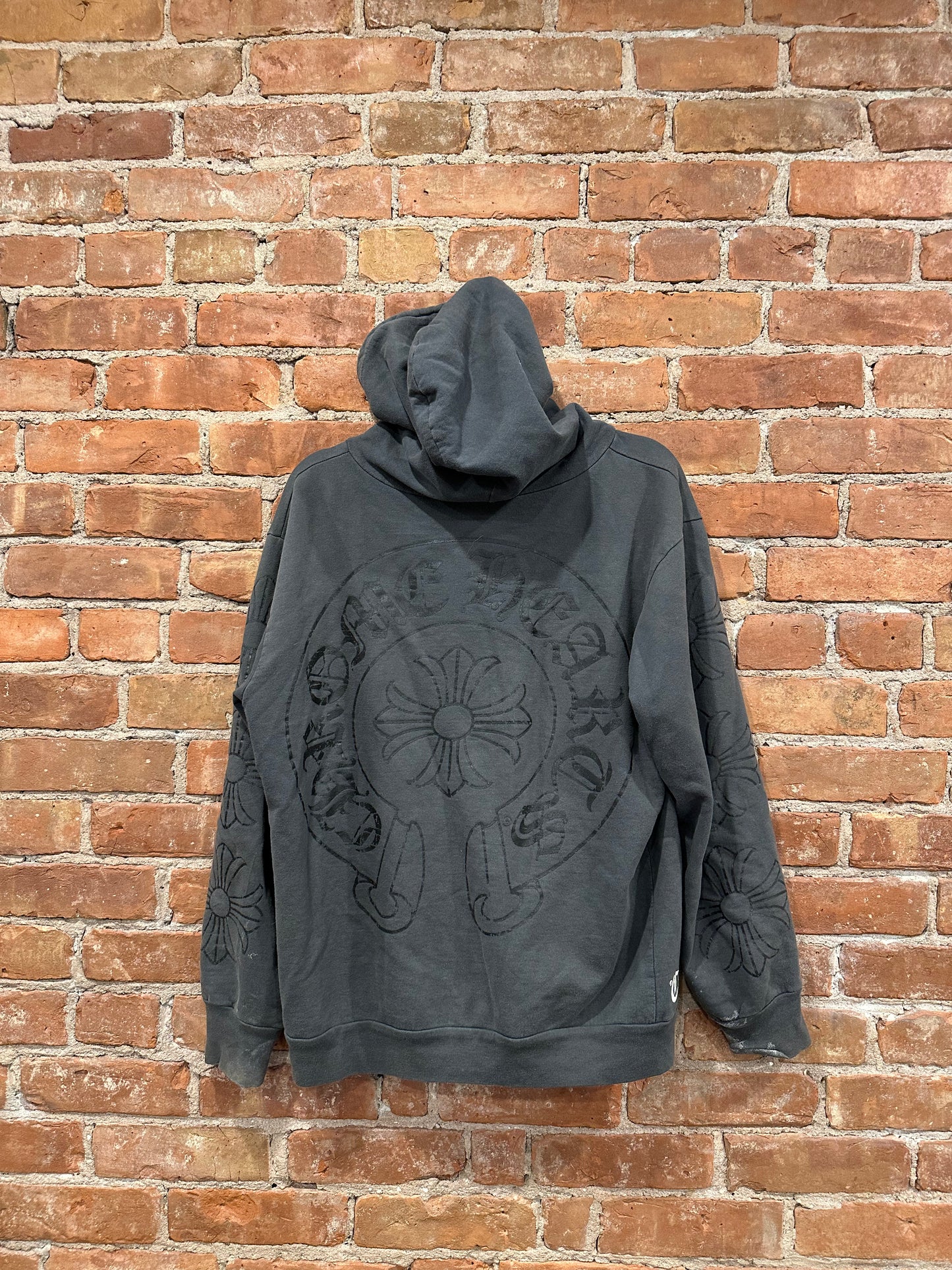 Chrome Hearts Black Tonal Floral Cross Embroidered Zip-Up Hoodie L - Back