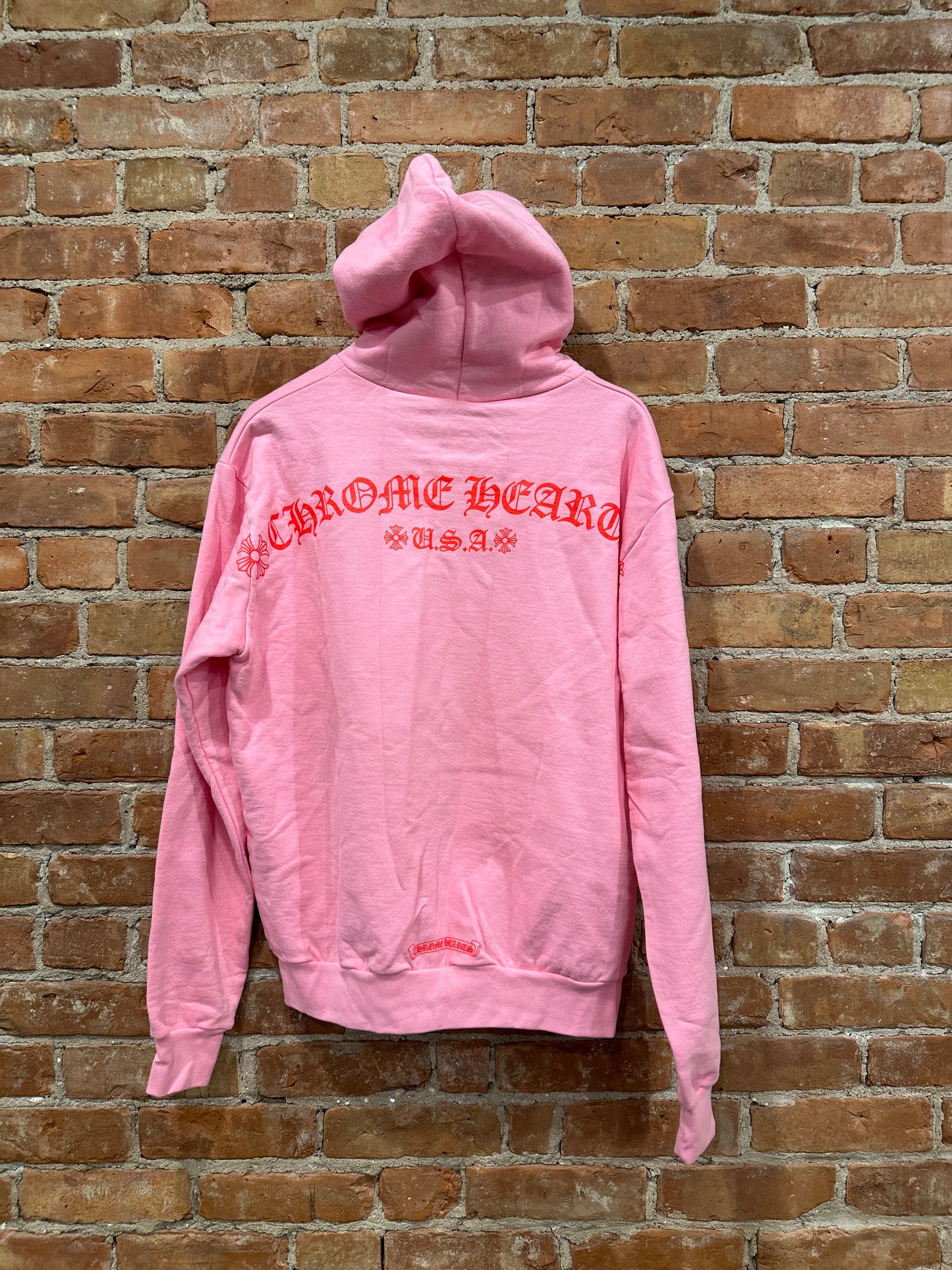 Chrome Hearts Pink Horseshoe USA Pullover Hoodie S - Back