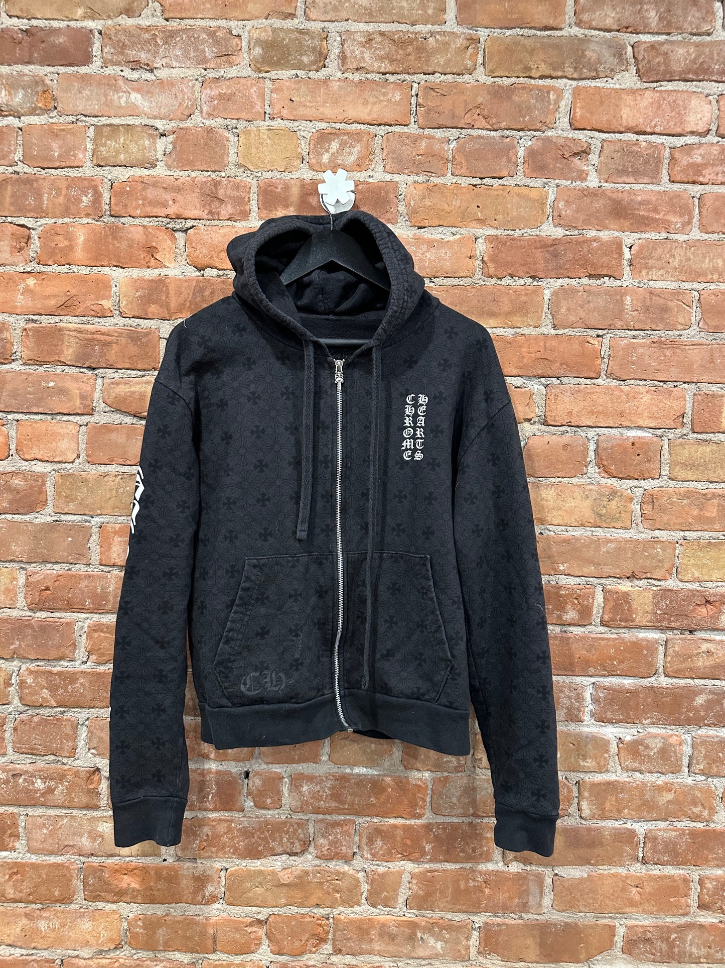 Chrome Hearts Black Monogram Cross Horseshoe Zip-Up Hoodie XS - Front