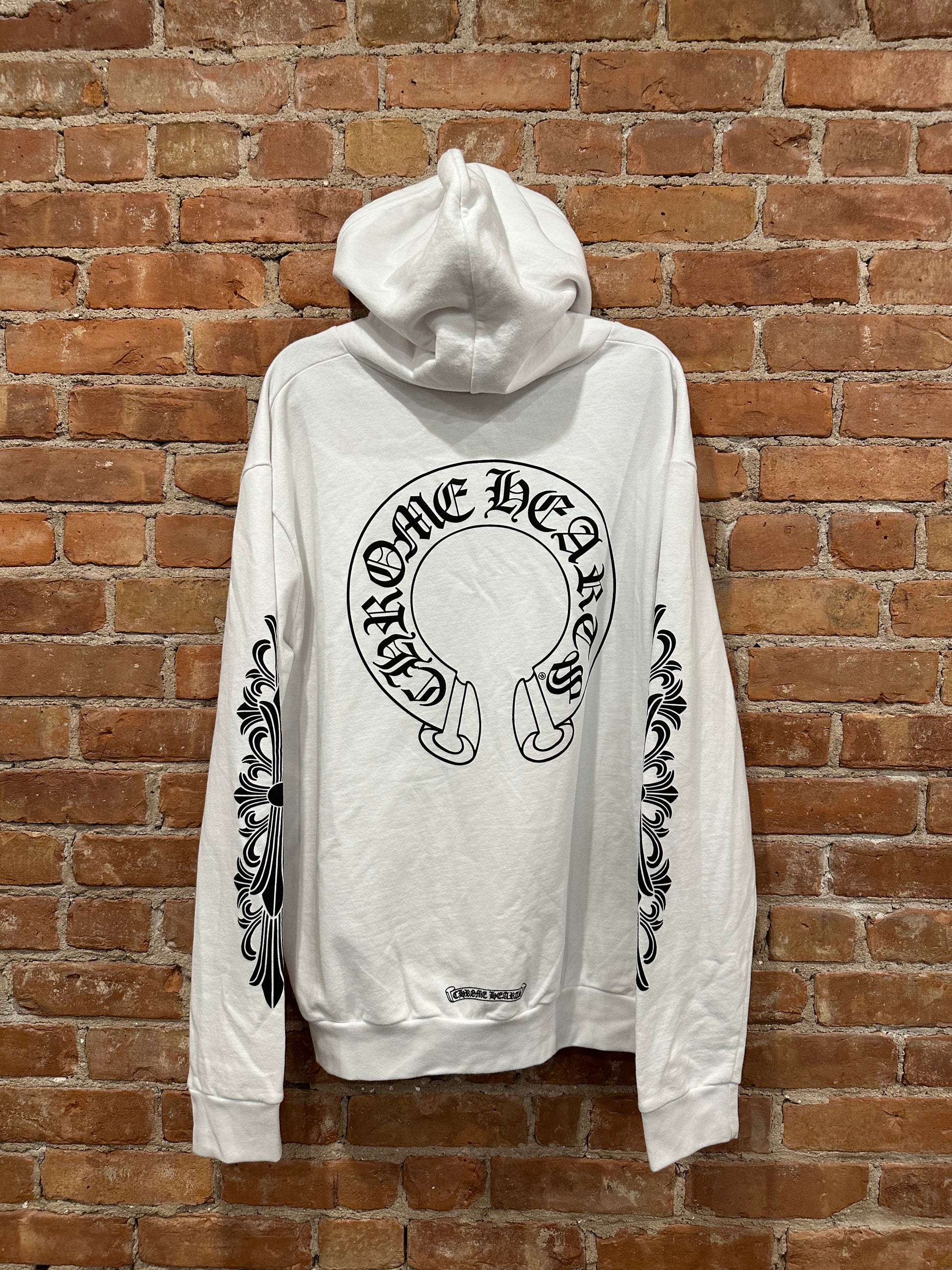 Chrome Hearts White Floral Cemetery Horseshoe Zip-Up Hoodie L - Back