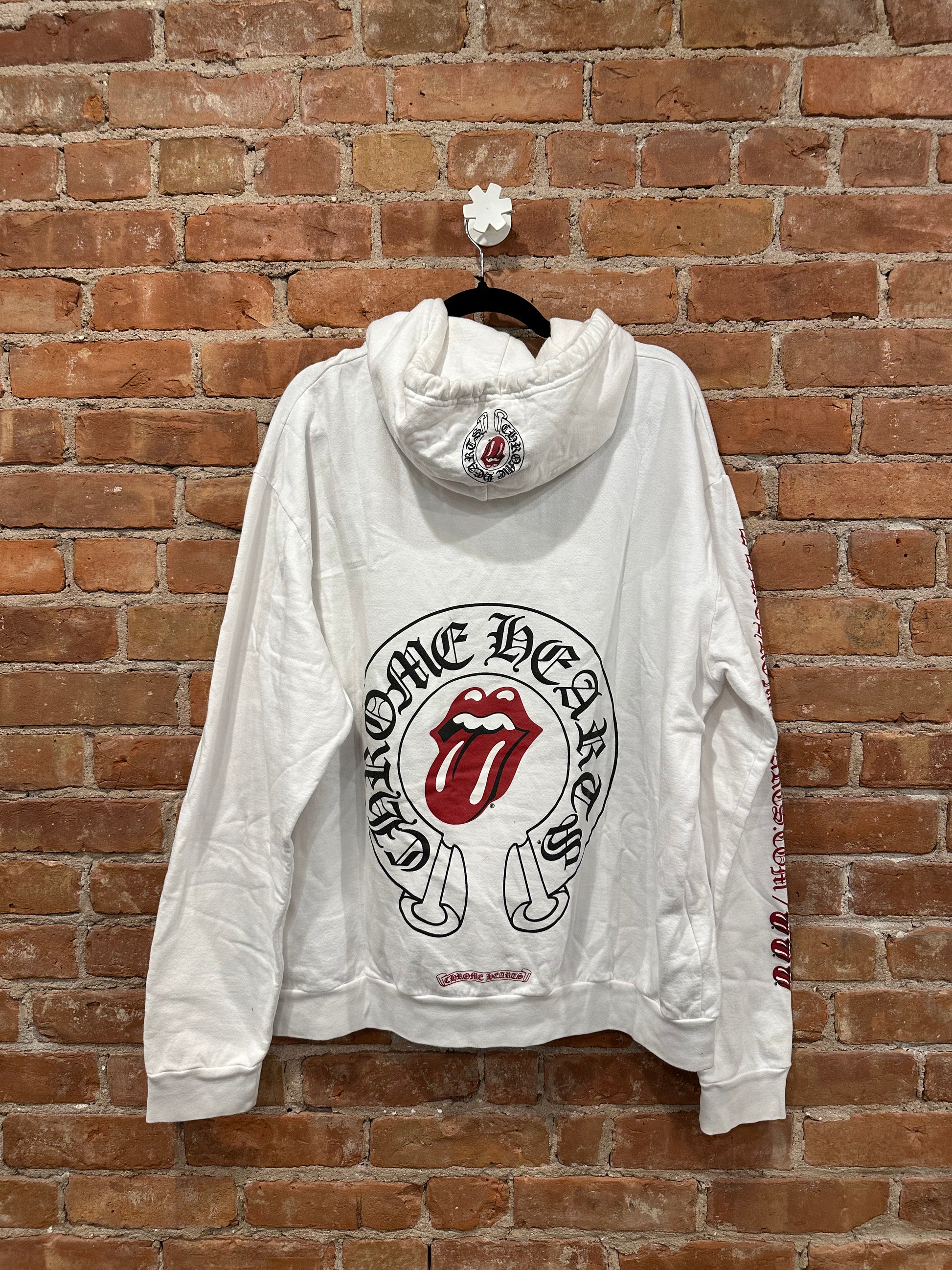 Chrome Hearts x Rolling Stones White Horseshoe Tongue Zip-Up Hoodie L - Front
