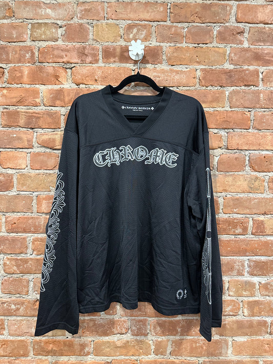 Chrome Hearts Black Long Sleeve Mesh Cemetery CH Motocross Jersey XL - Front