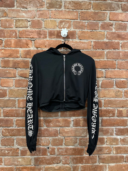 Chrome Hearts Black Horseshoe Sleeve Logo Nylon Track Jacket M - Front