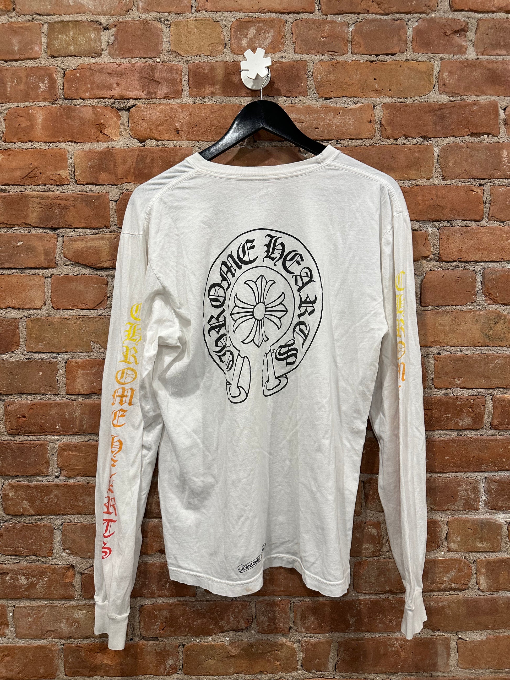 Chrome Hearts White Horseshoe Pocket Long Sleeve T-Shirt L - Back