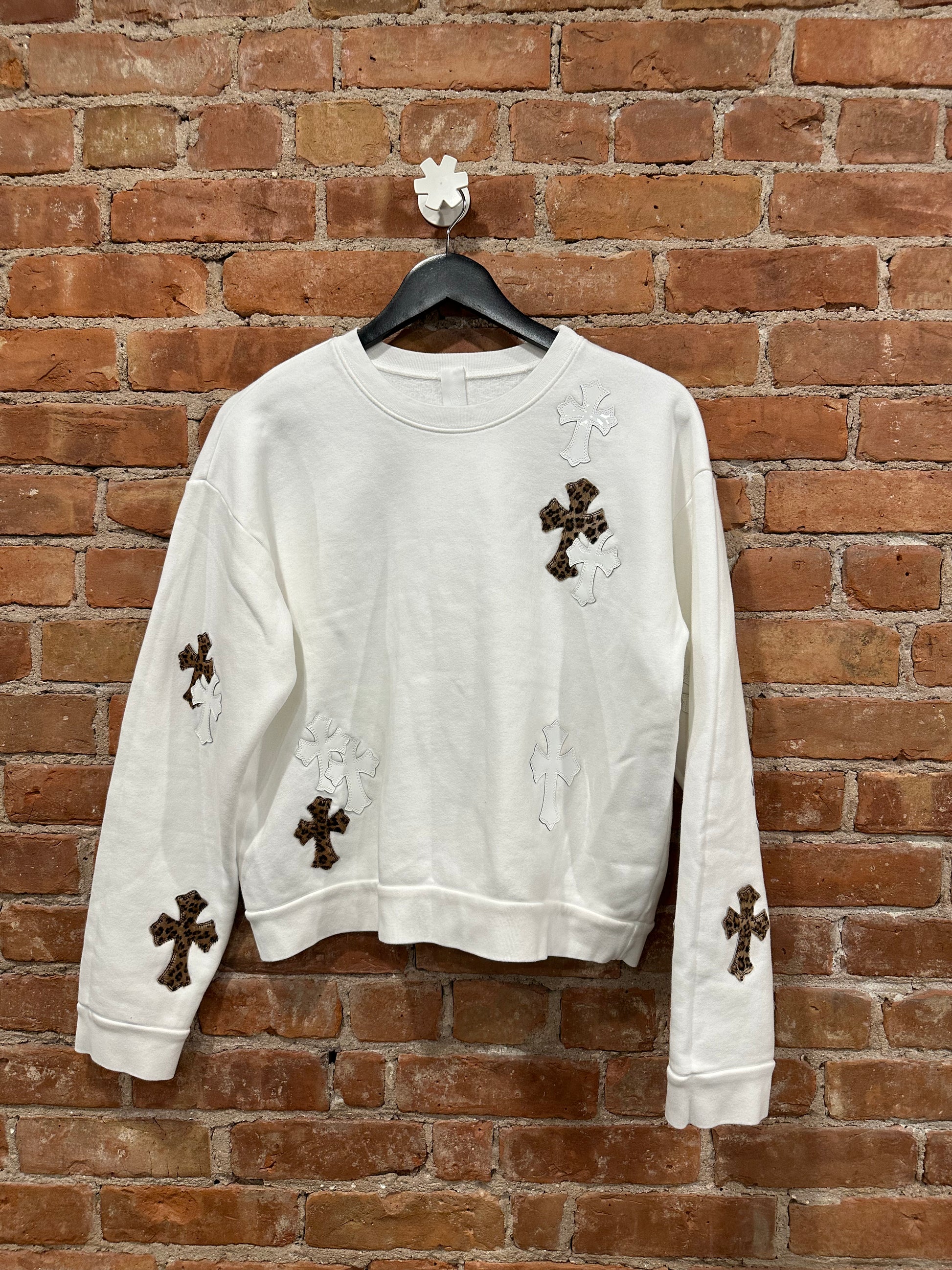Chrome Hearts White Multi Cross Patch Crewneck Sweatshirt M - Front