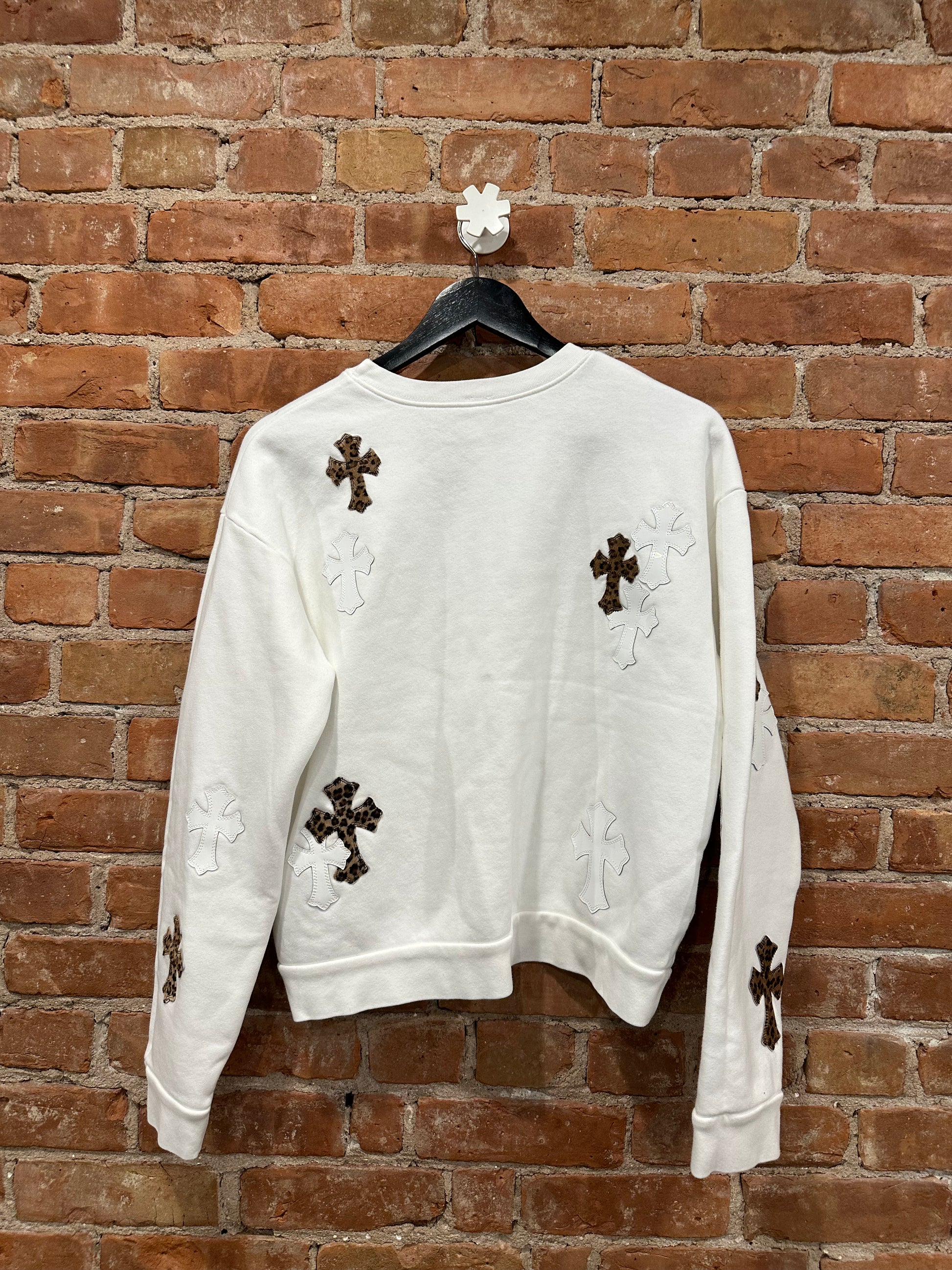 Chrome Hearts White Multi Cross Patch Crewneck Sweatshirt M - Back