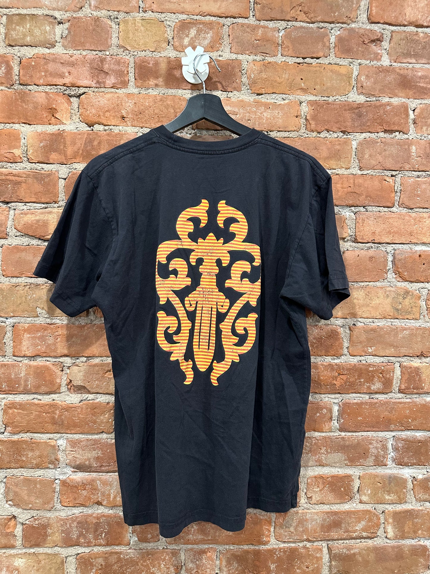 Chrome Hearts Black Orange Floral Medallion Pocket T-Shirt L - Back
