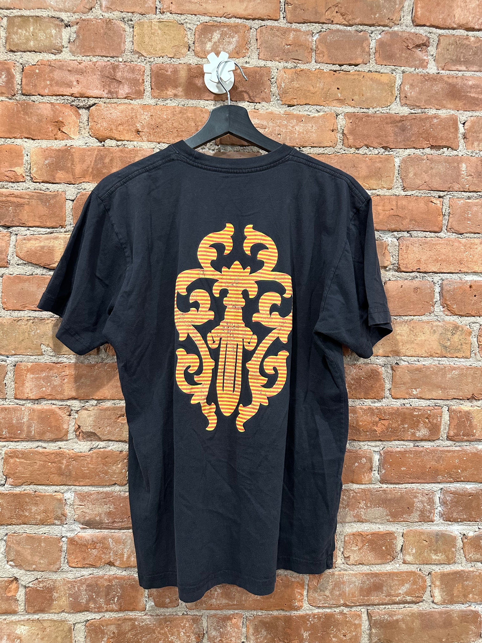 Chrome Hearts Black Orange Floral Medallion Pocket T-Shirt L - Back