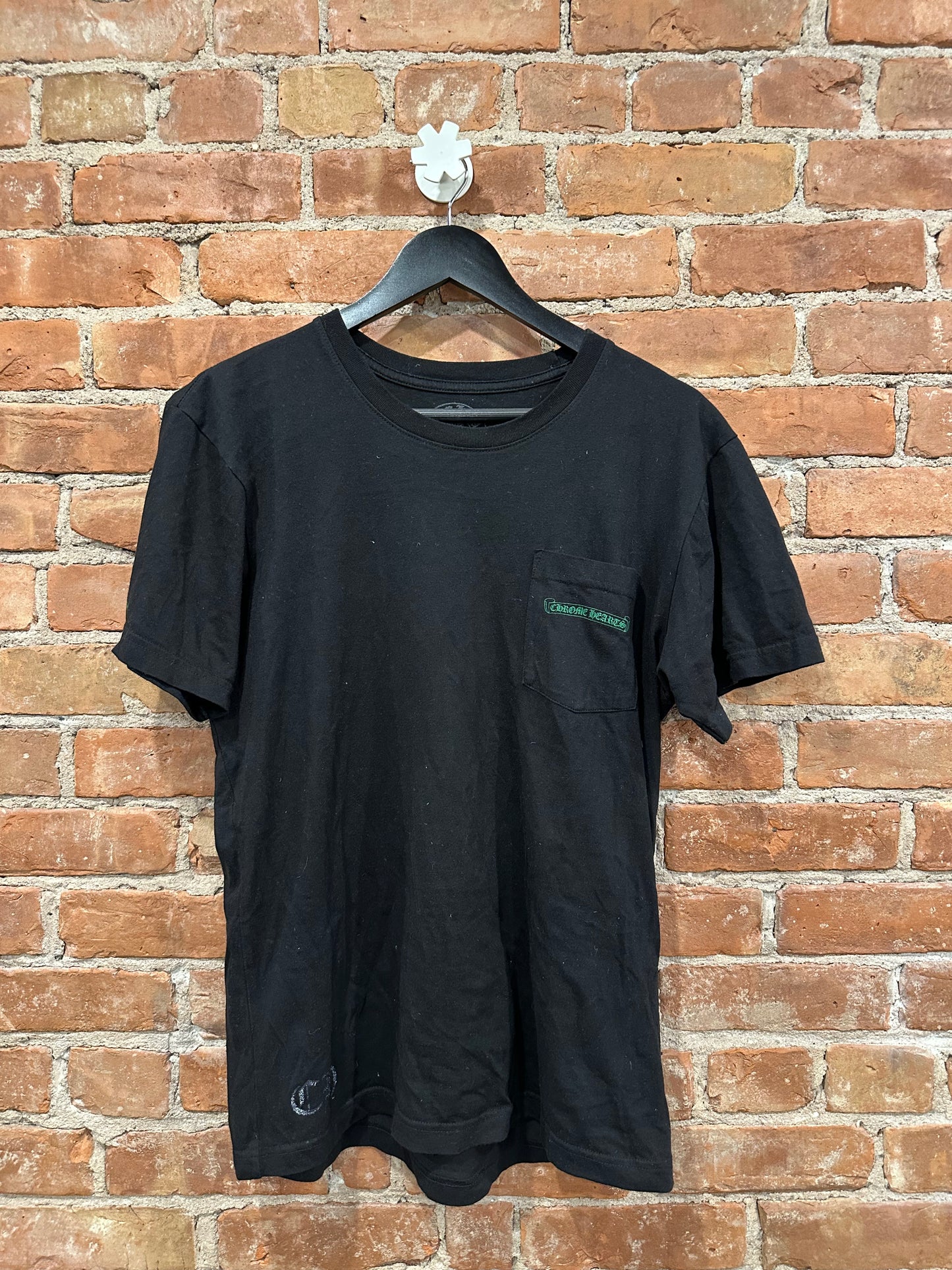 Chrome Hearts Black Green Cross Floral Pocket T-Shirt L - Front