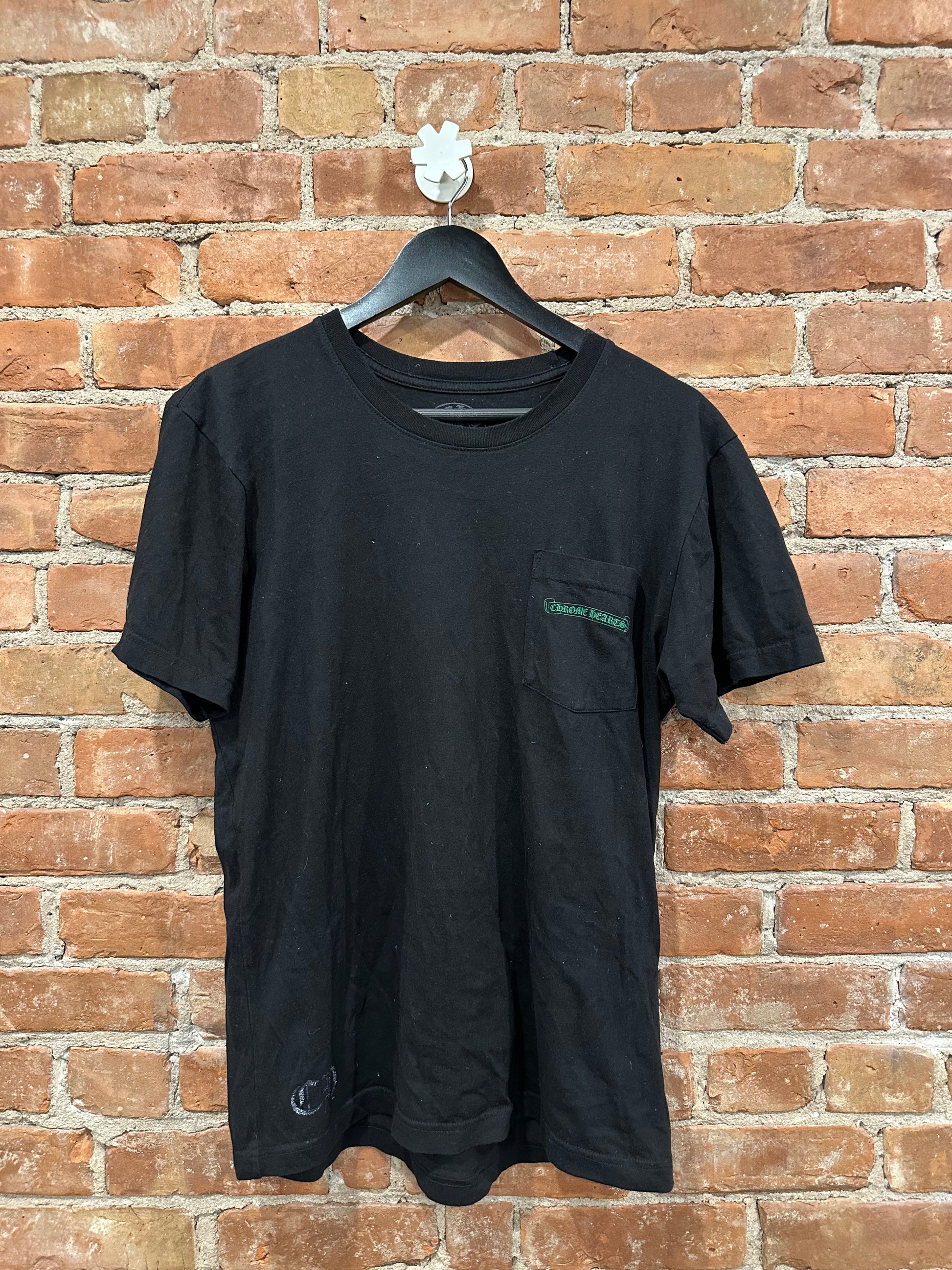 Chrome Hearts Black Green Cross Floral Pocket T-Shirt L - Front
