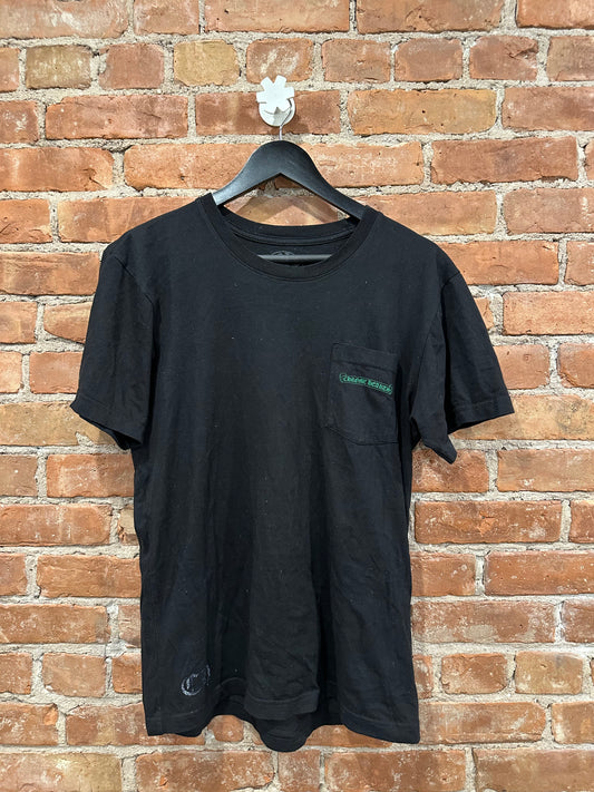 Chrome Hearts Black Green Cross Floral Pocket T-Shirt L - Front