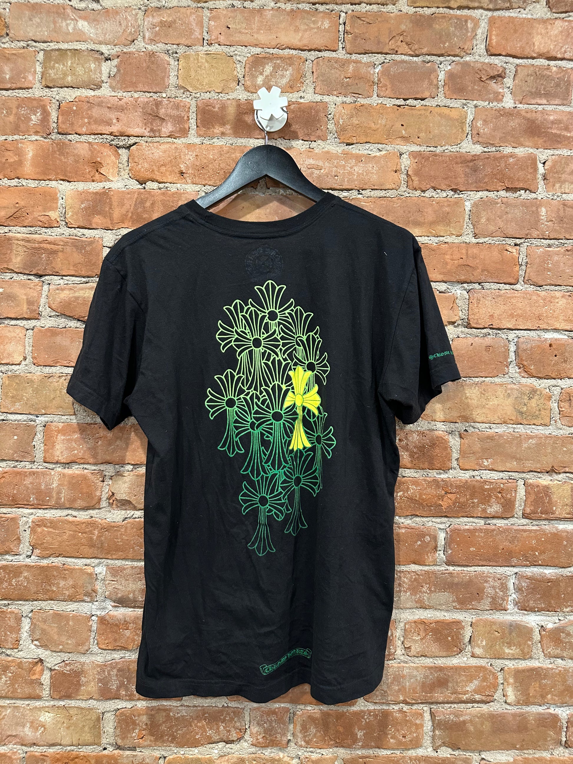 Chrome Hearts Black Green Cross Floral Pocket T-Shirt L - Back